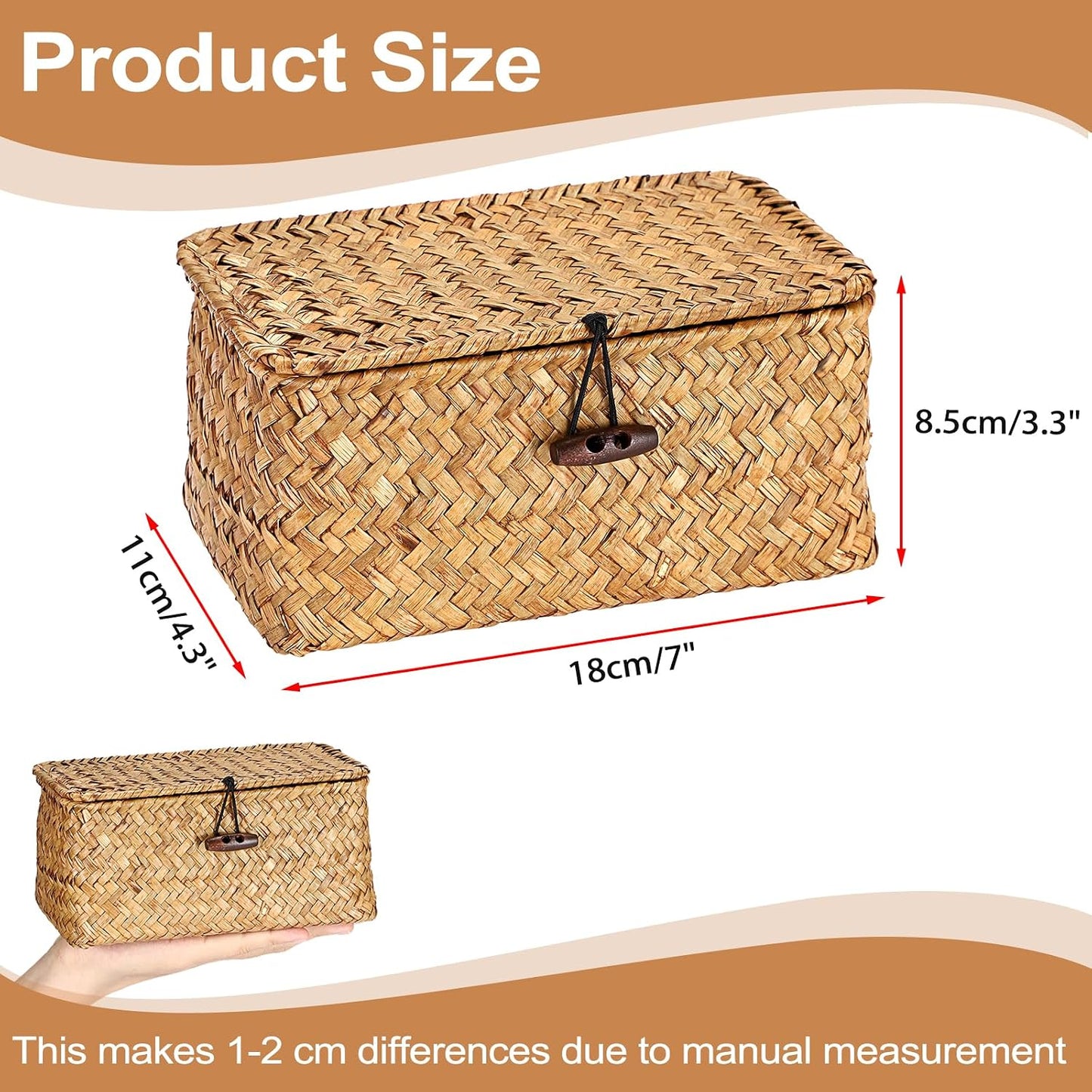 Mini Seagrass Basket / 7.0 x 4.3 x 3.3 / Caramel Color