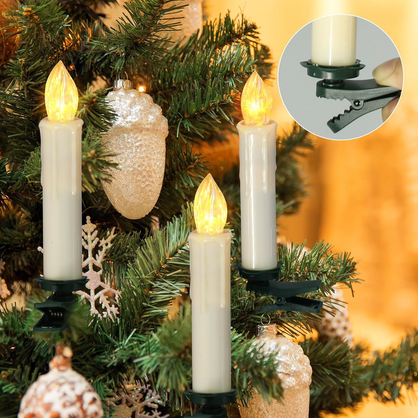 PChero Window Candles Battery Operated with Timer Remote, 20 Pcs | Christmas Flameless Candles, Waterproof Flickering