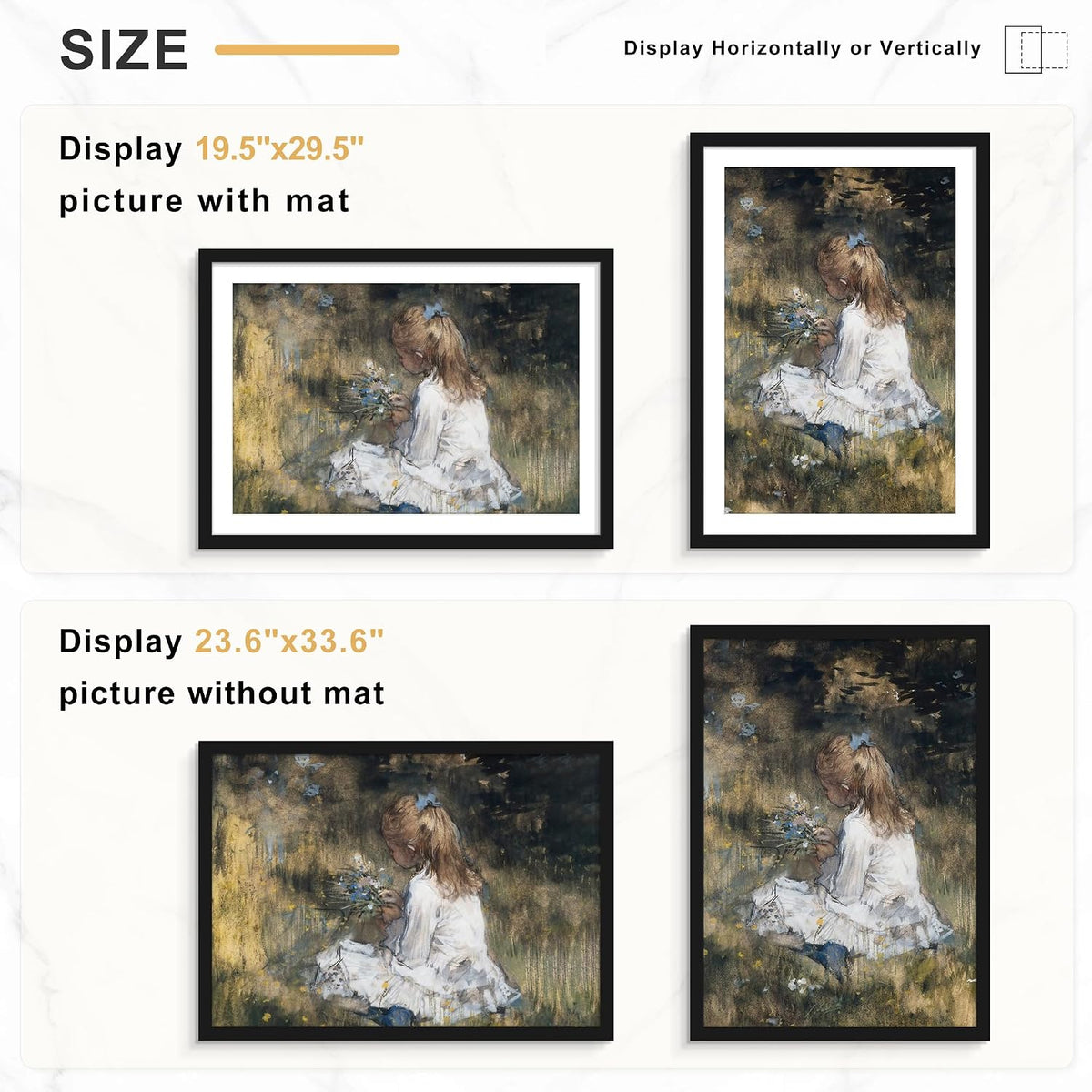 24x34 Picture Frame Set of 7, Black Poster Frames for Wall | Fits 20x30 Photos With Mat or 24x34 Posters Without Mat