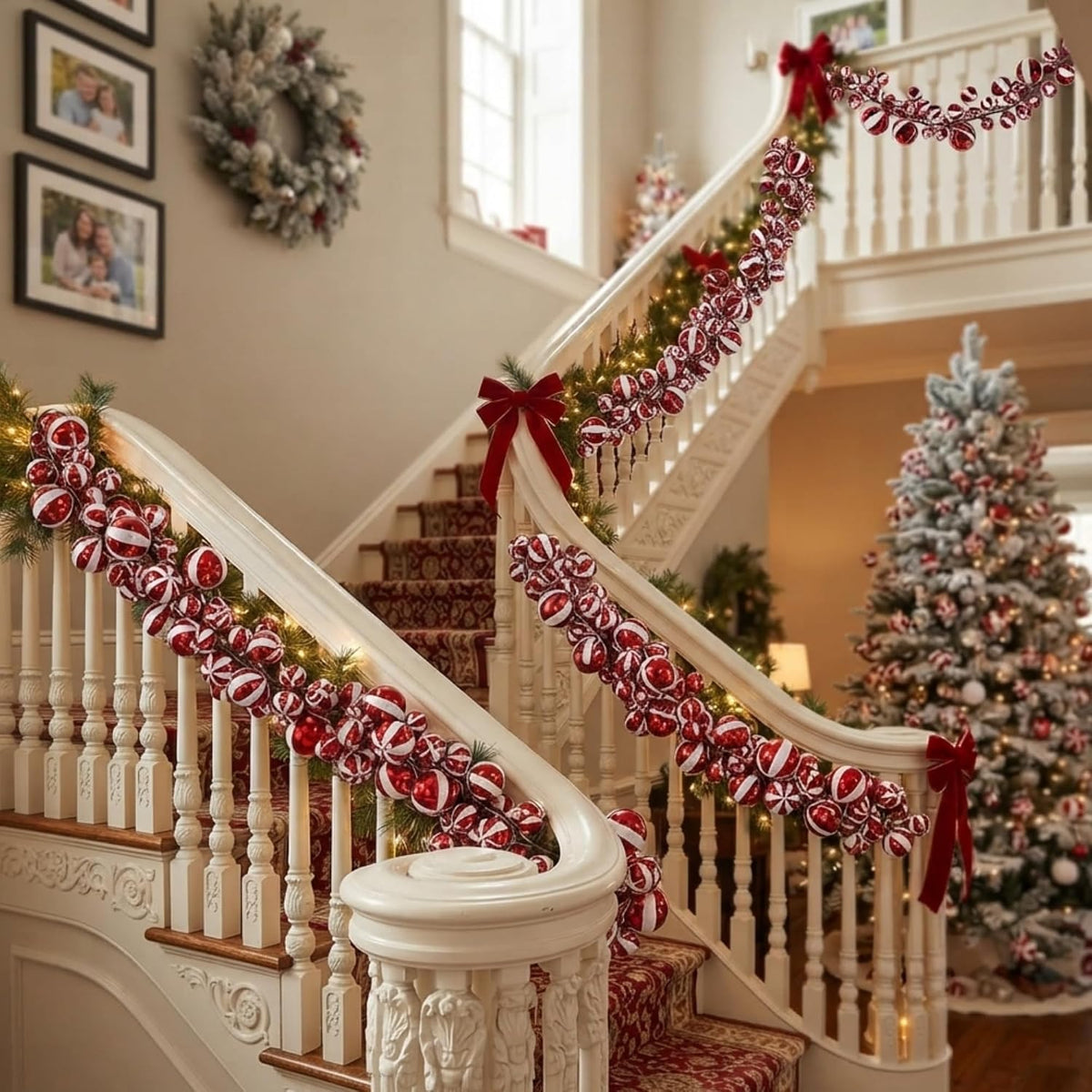 2 Pcs 6 ft Christmas Ball Ornament Garland, Candy | Bauble Bulb Christmas Tree Ball Decoration Shatterproof Ornaments