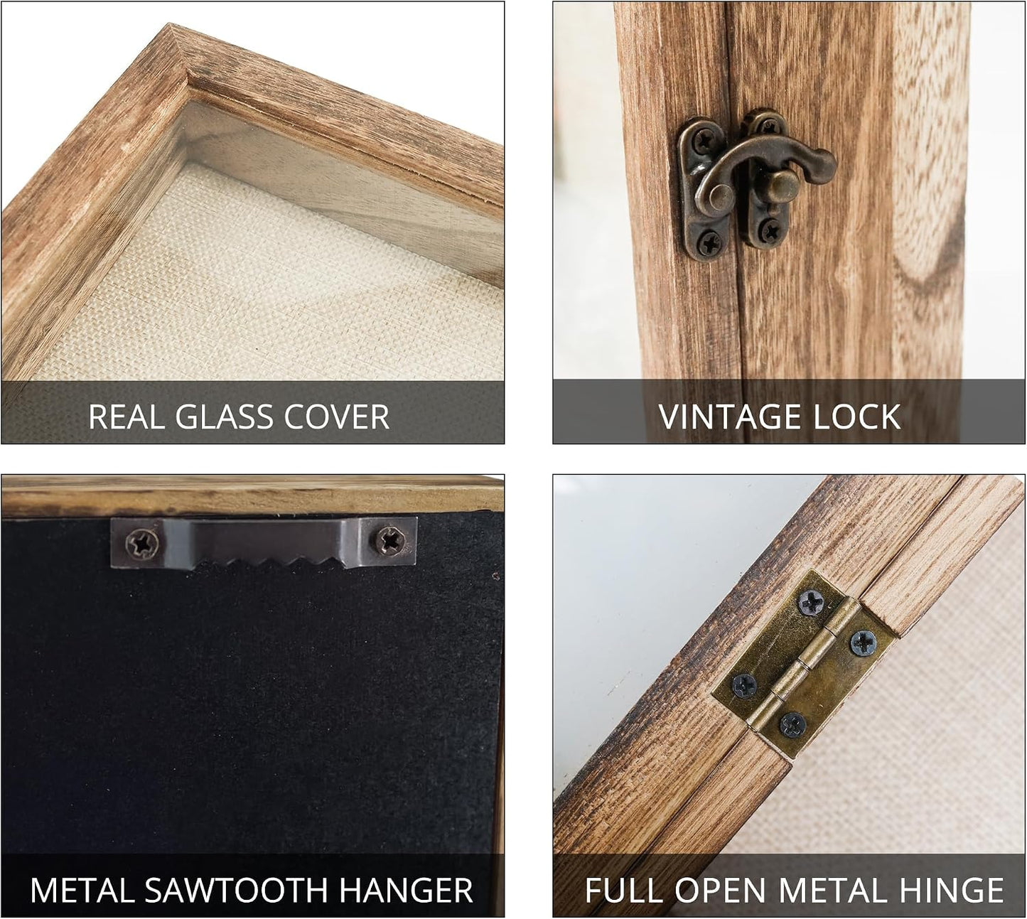 Large Shadow Box Frame 13x16 Display Case, Wood Wedding Bouquet Memory Box | Hinged Front Open Door with Tempered