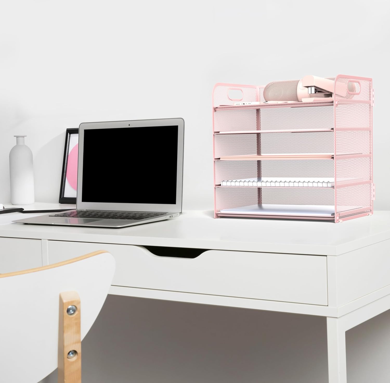 Sinboun Letter Tray Paper Organizer 5-Tier Desk Organizer File Organizer Paper Holder with Handle, Metal Desktop