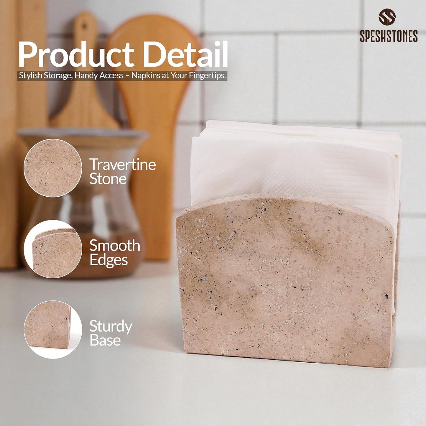 Stone Paper Napkins Organizer / Earthy Color / 6.5 Inch