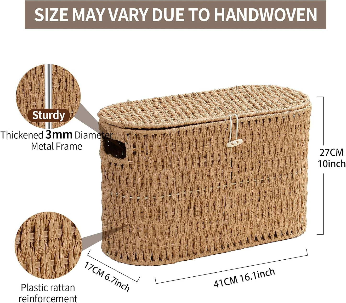 Paper Rope Wicker Basket / Natural / with Lid