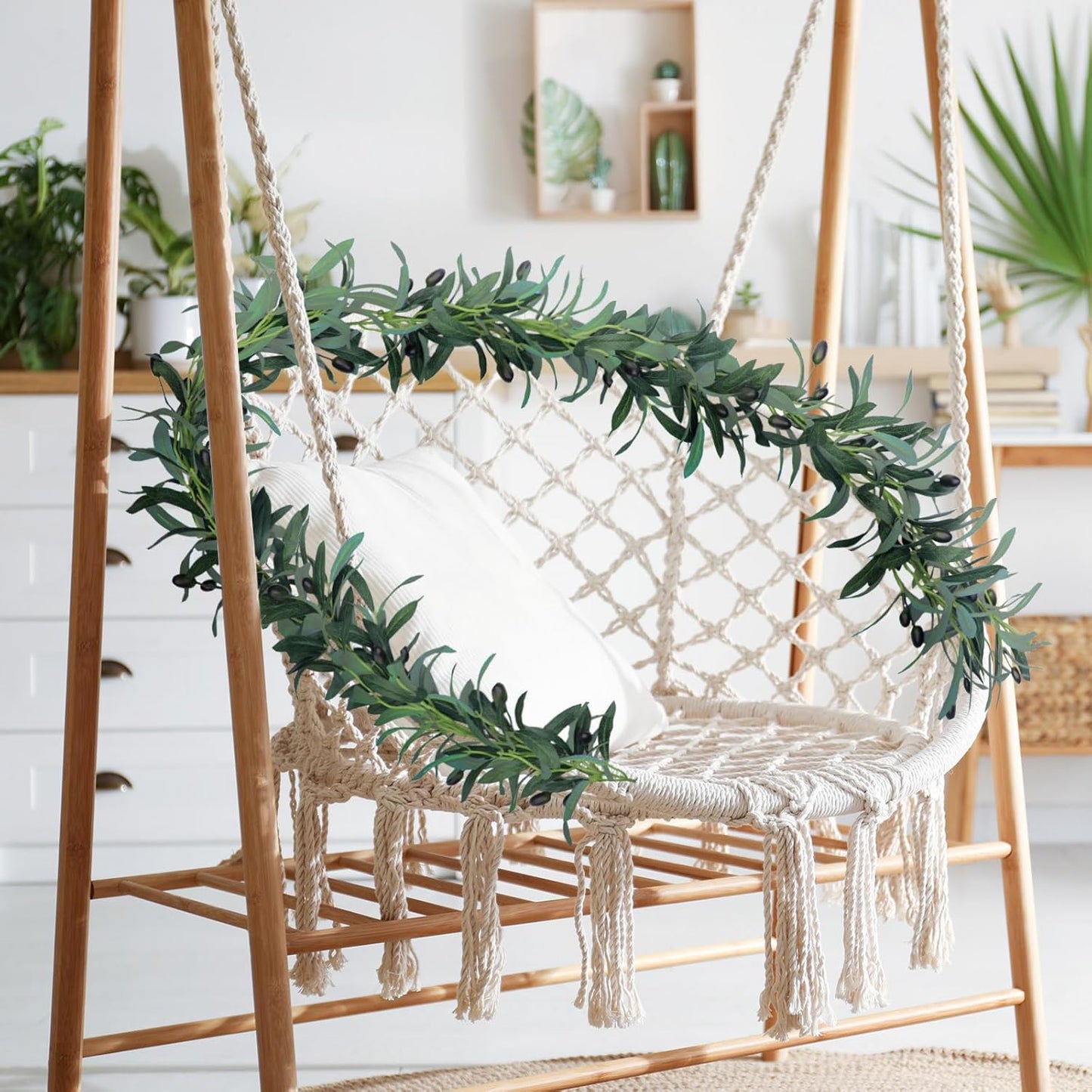 Total Artificial Olive Leaf Vine Artificial Garland Hanging Vine / 10 Ft / Green / Set of 2