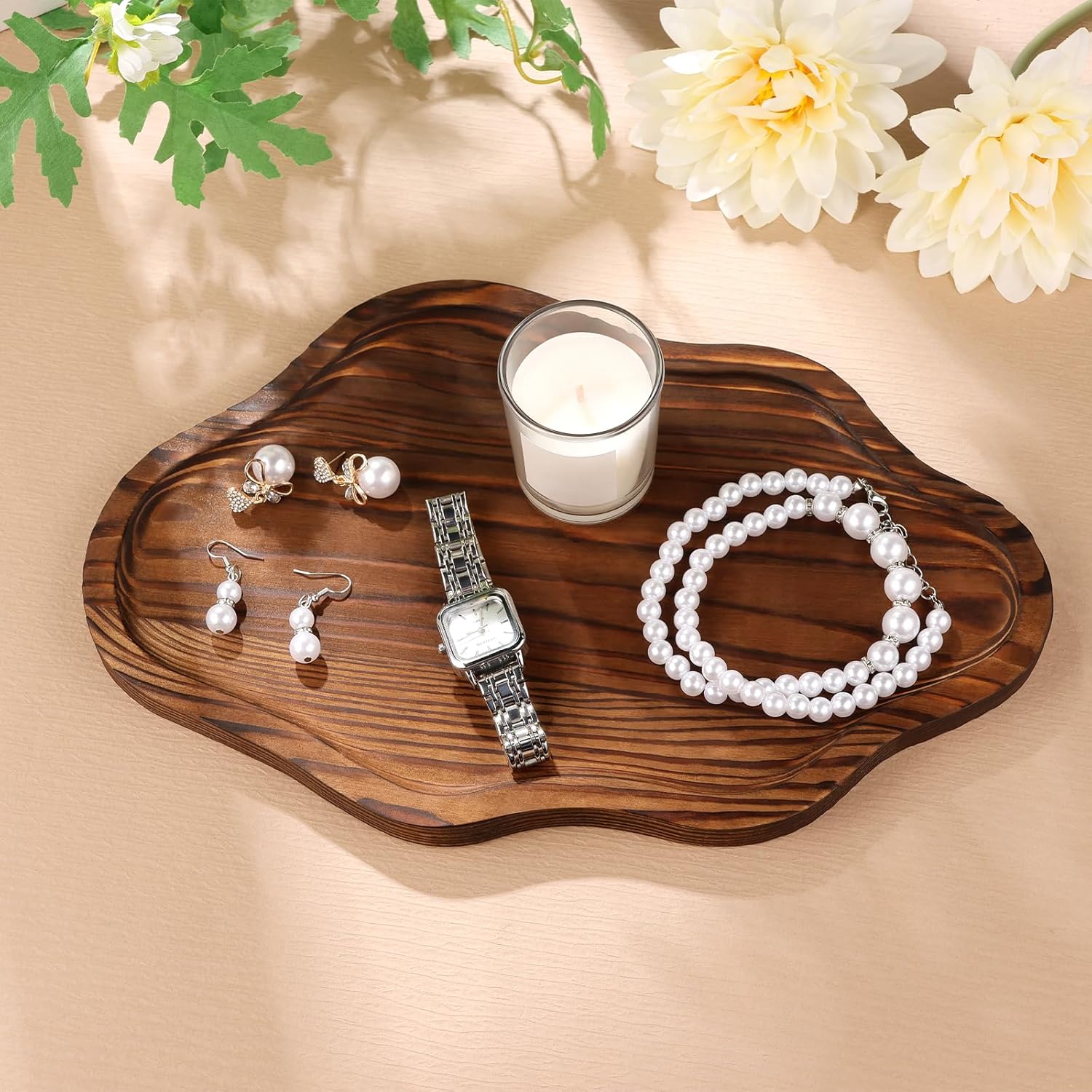 Cloud Wooden Jewelry Tray Trinket Dish / Retro Brown