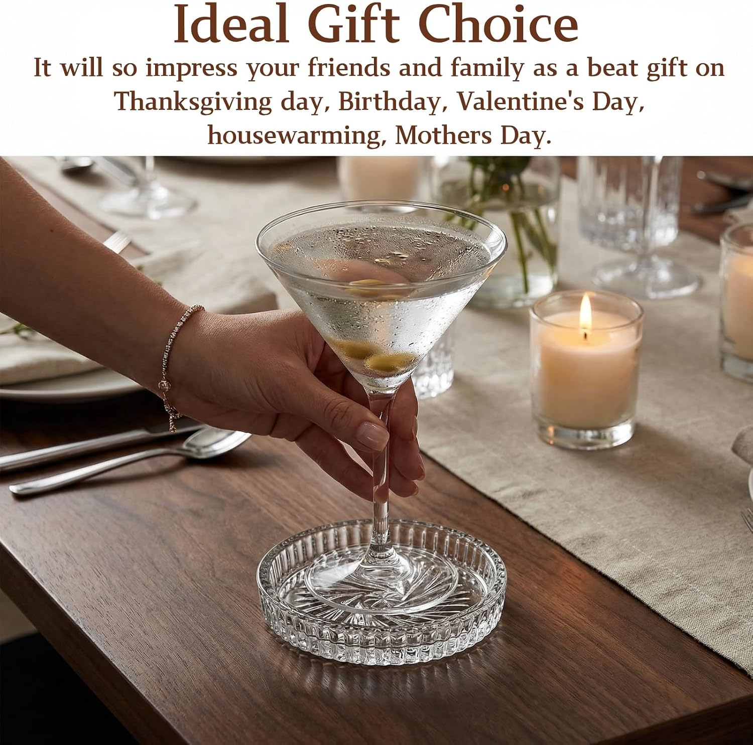 Glass Round Cup Mat / Clear / Set of 8