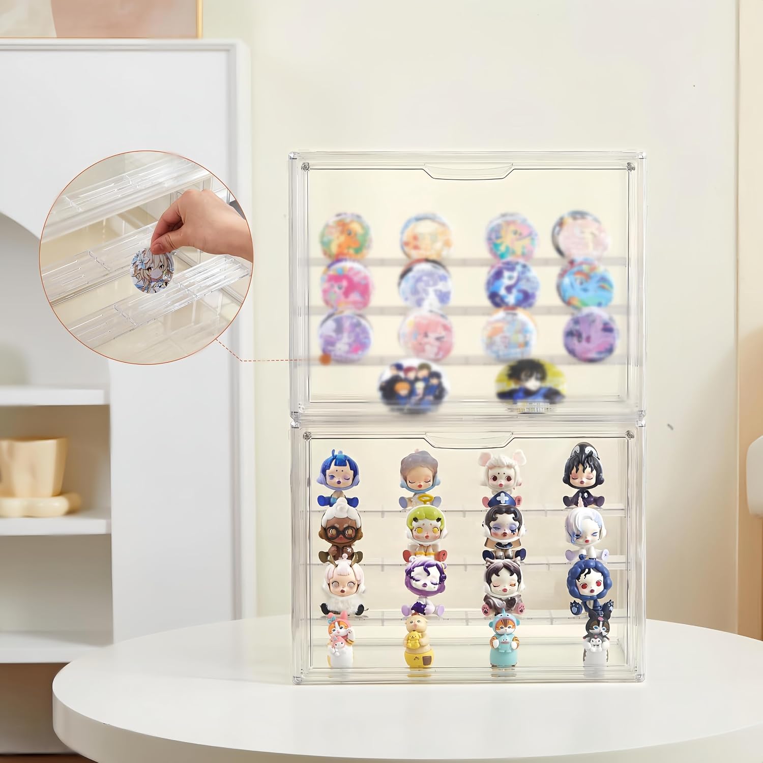 Acrylic Display Case for Figures 4 Layer Figure Display Shelf / 2-pack / Clear / Set of 2