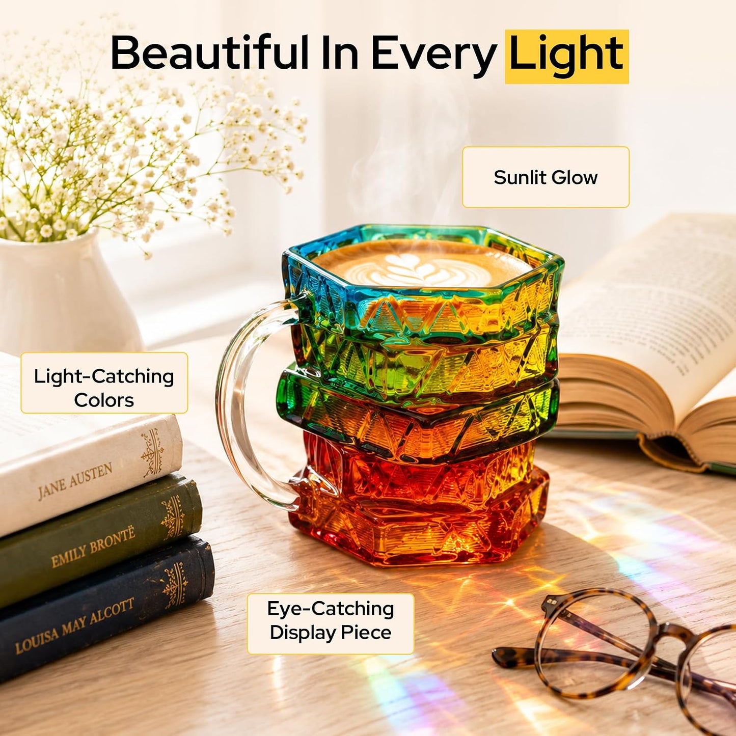 3D Stained Glass Book Mug 14oz