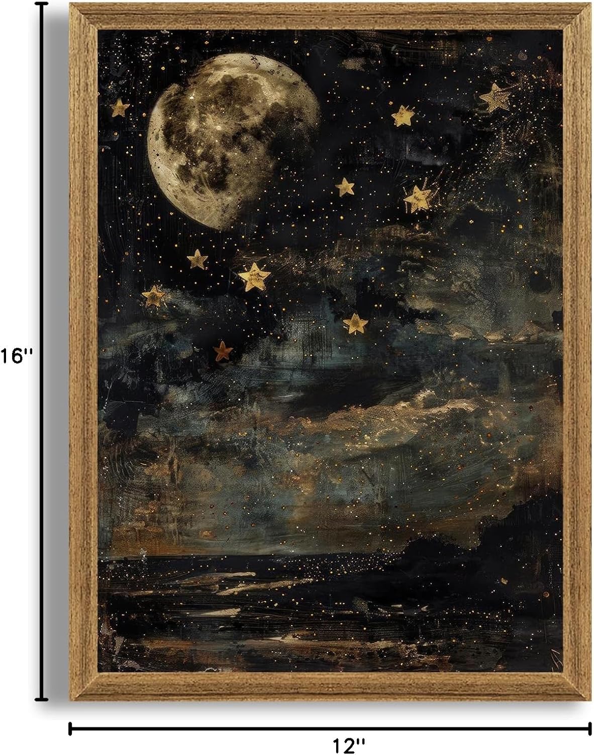 Wood Framed Celestial Decor / 16"L x 12"W / Star