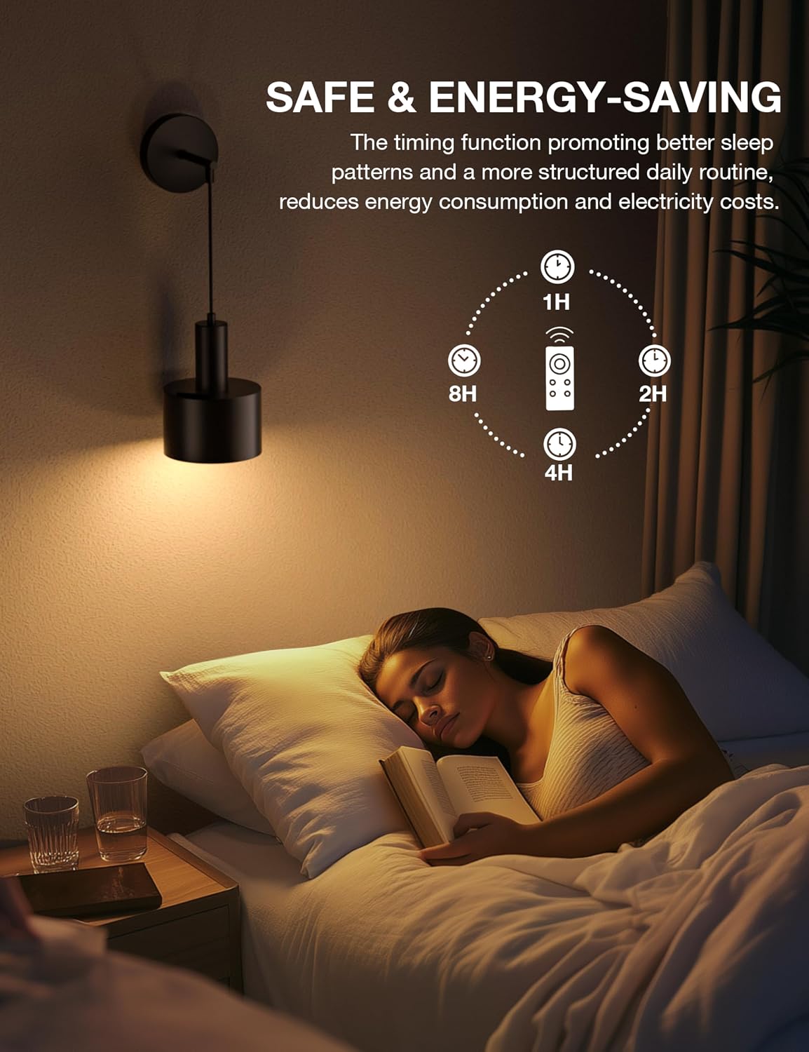 Battery Operated Wall Sconce Set of 2, Black Wireless Rechargeable Wall Lights with 5200mAh Dimmable Detachable Bulbs