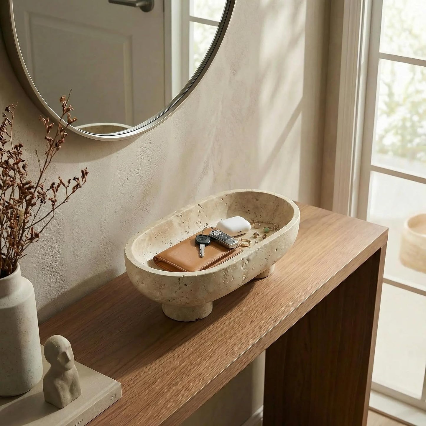 Stand / Travertine Fruit Bowl / Natural