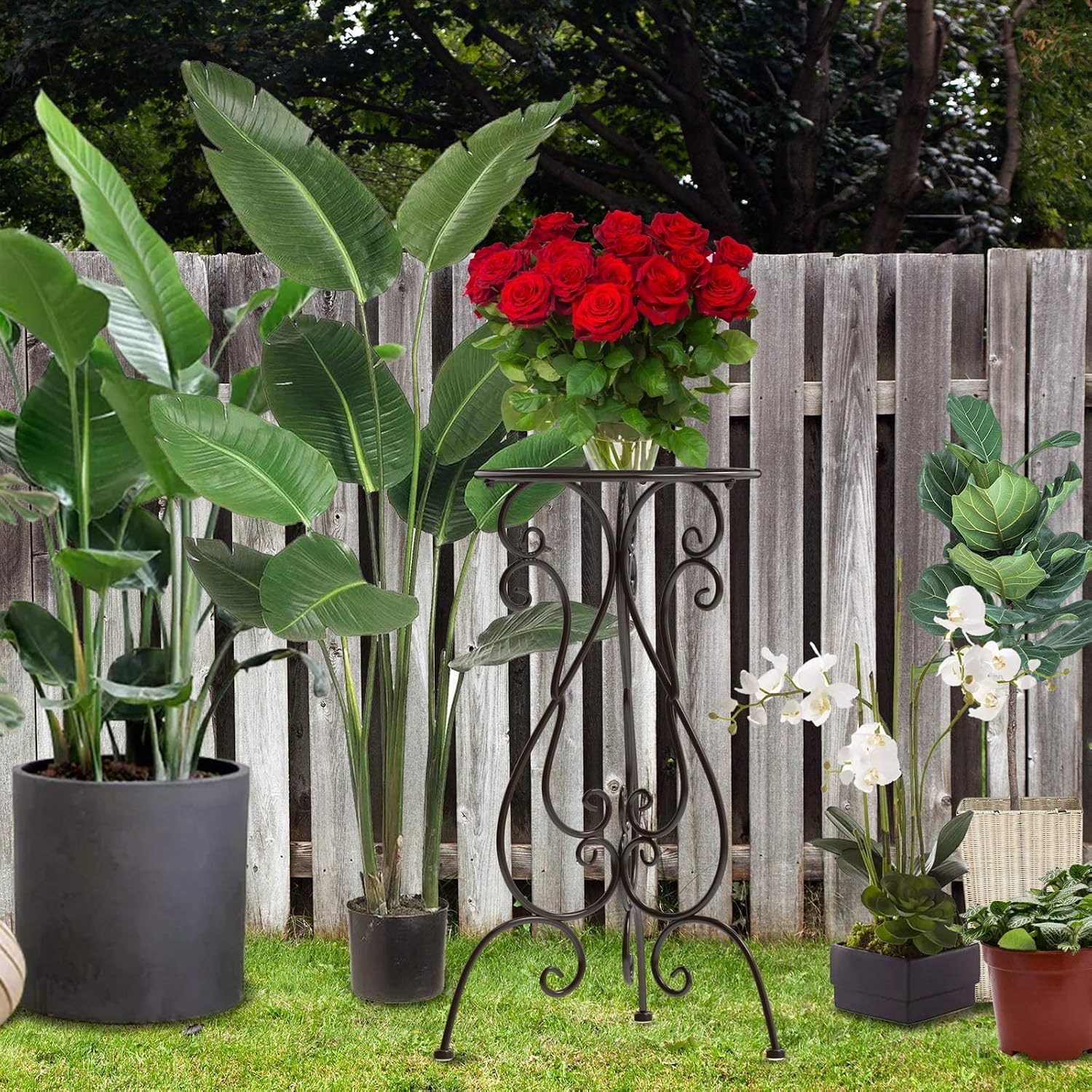NAKUPE Metal Plant Stand Indoor Outdoor, Heavy Duty Flower Pot Stands 22.5 Inch Tall, Single Plants Pedestal Table for