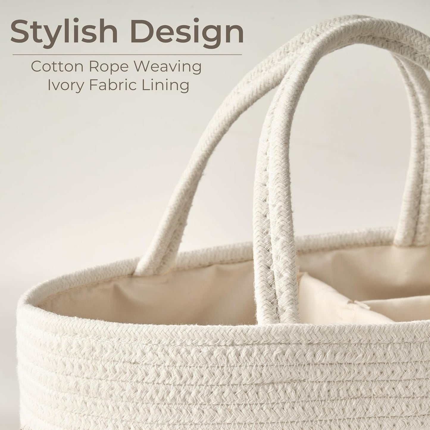 Baby Storage Basket / White&beige Brown / Small