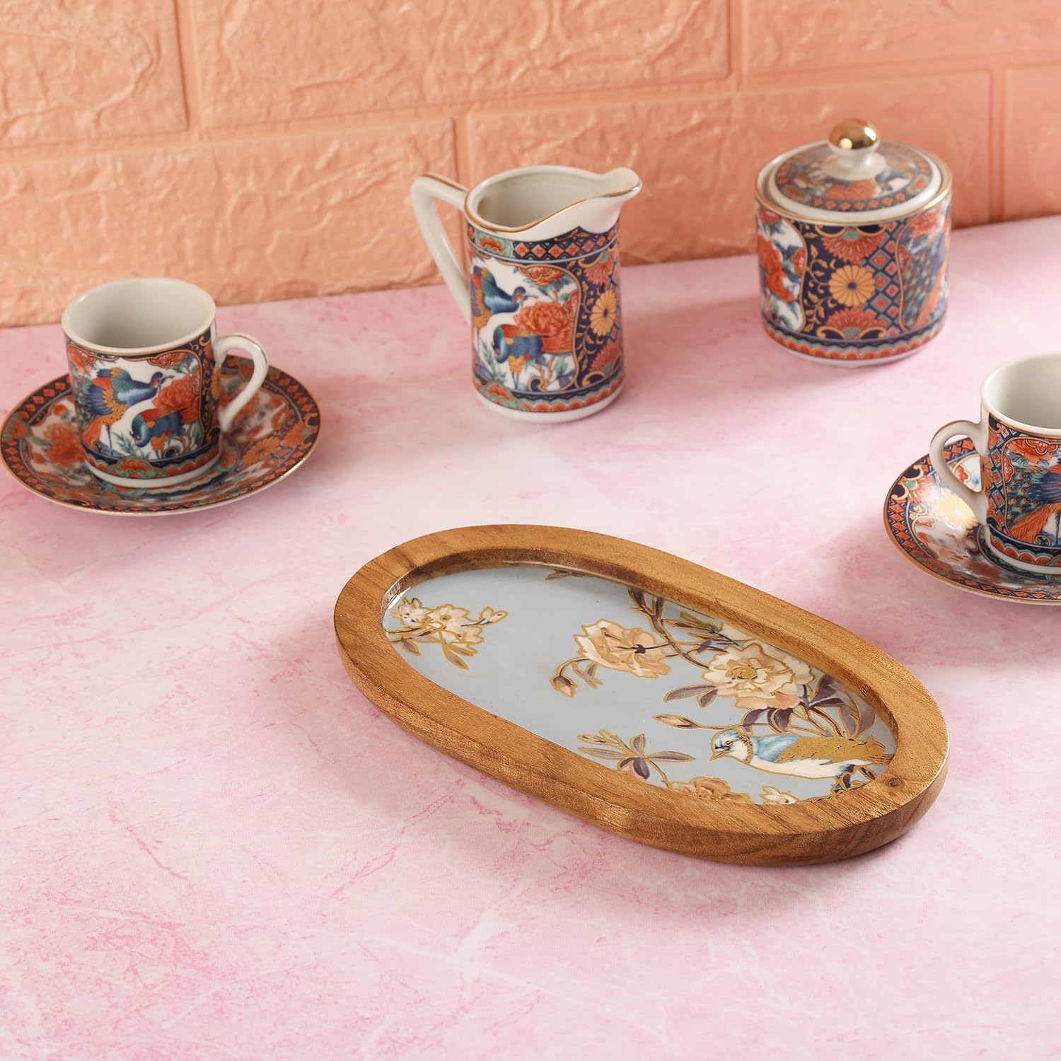 Wooden Small Serving Tray / Blue