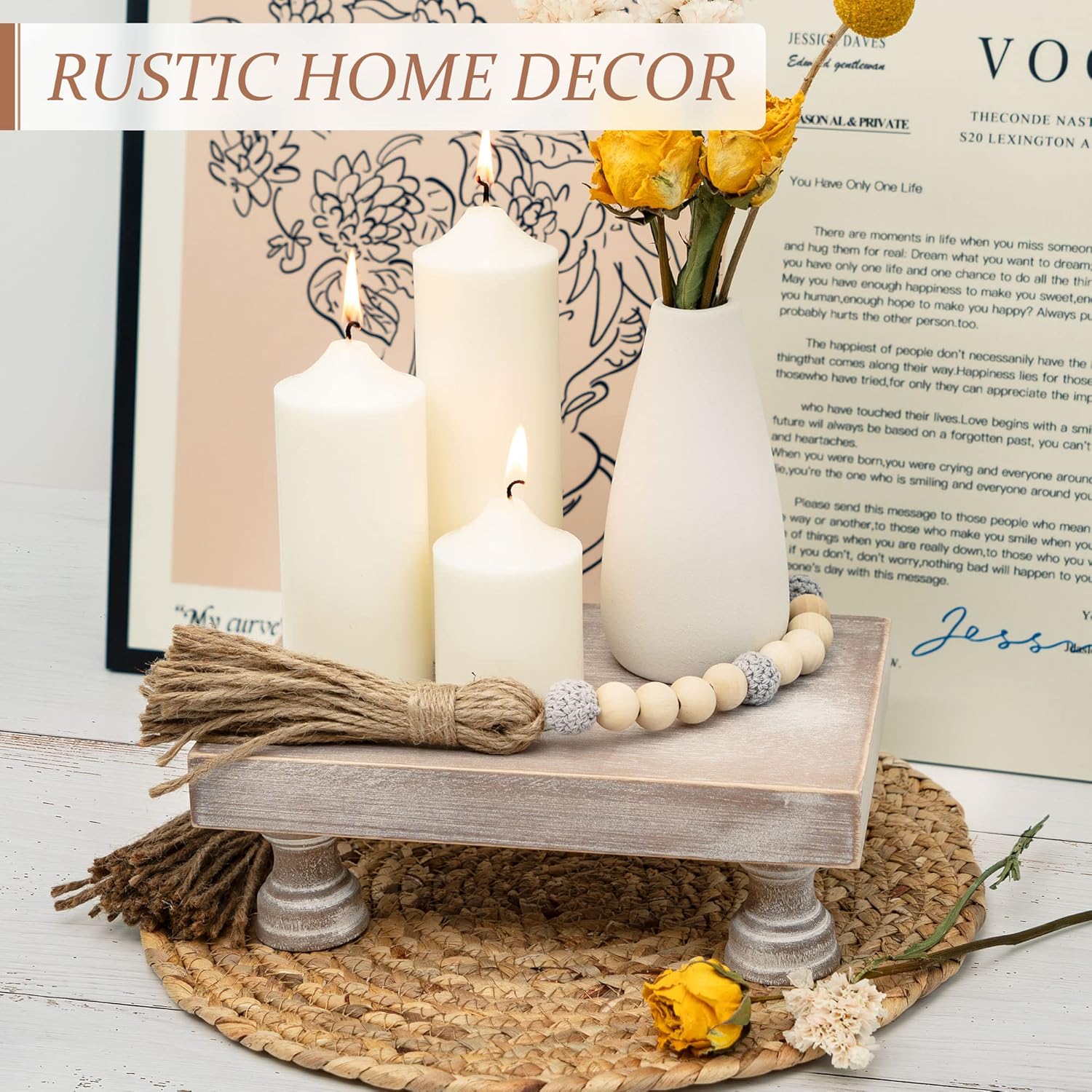 Decorative Pedestal Stand For Display Your Home Decorations / Natural Wood - Paulownia Wood