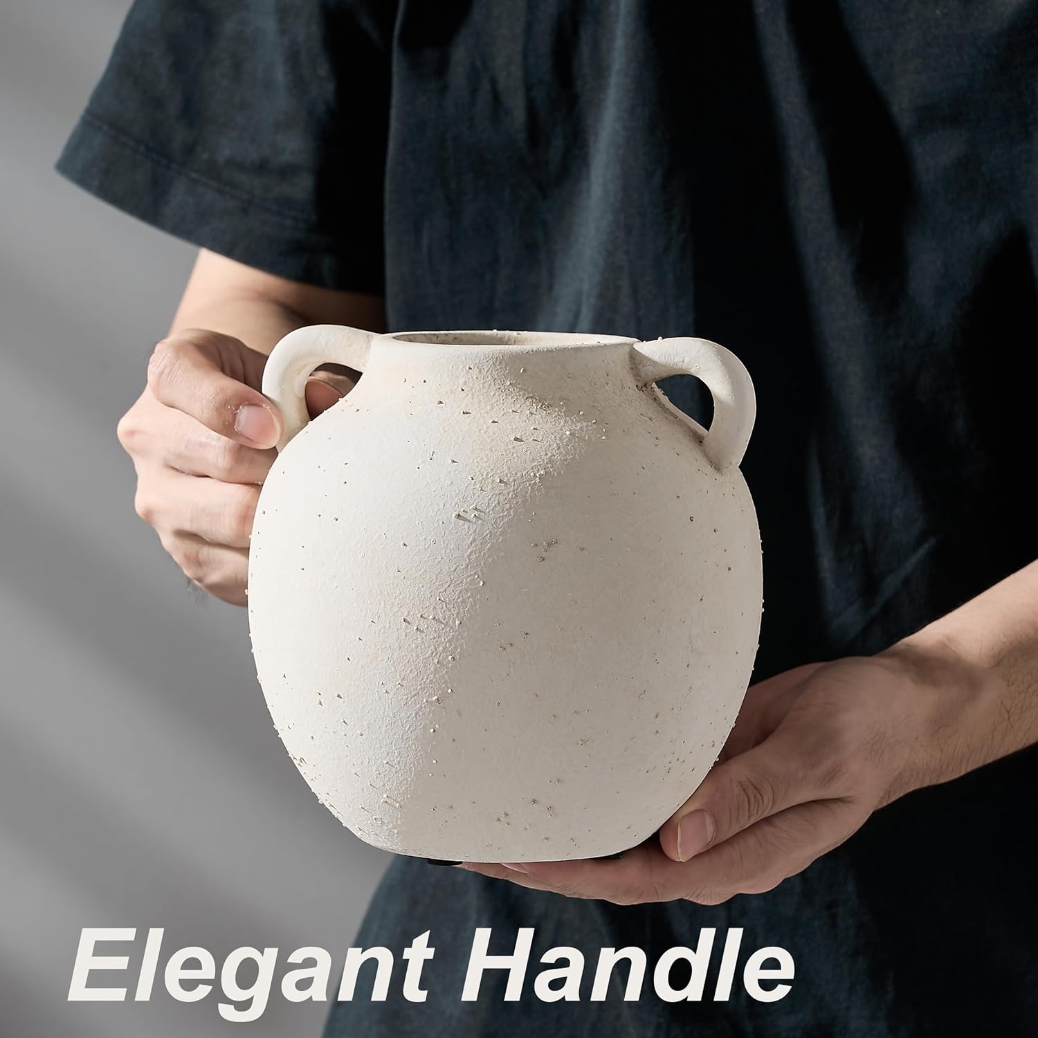 Rustic Vase / Ceramic Vase / Beige-5.8 / 5.8 Inch