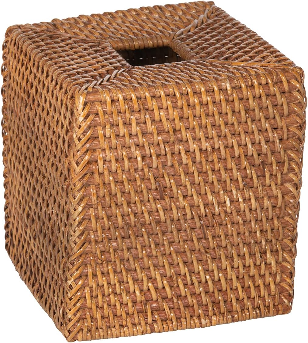 Loma Square Rattan Tissue Box Cover / Brown