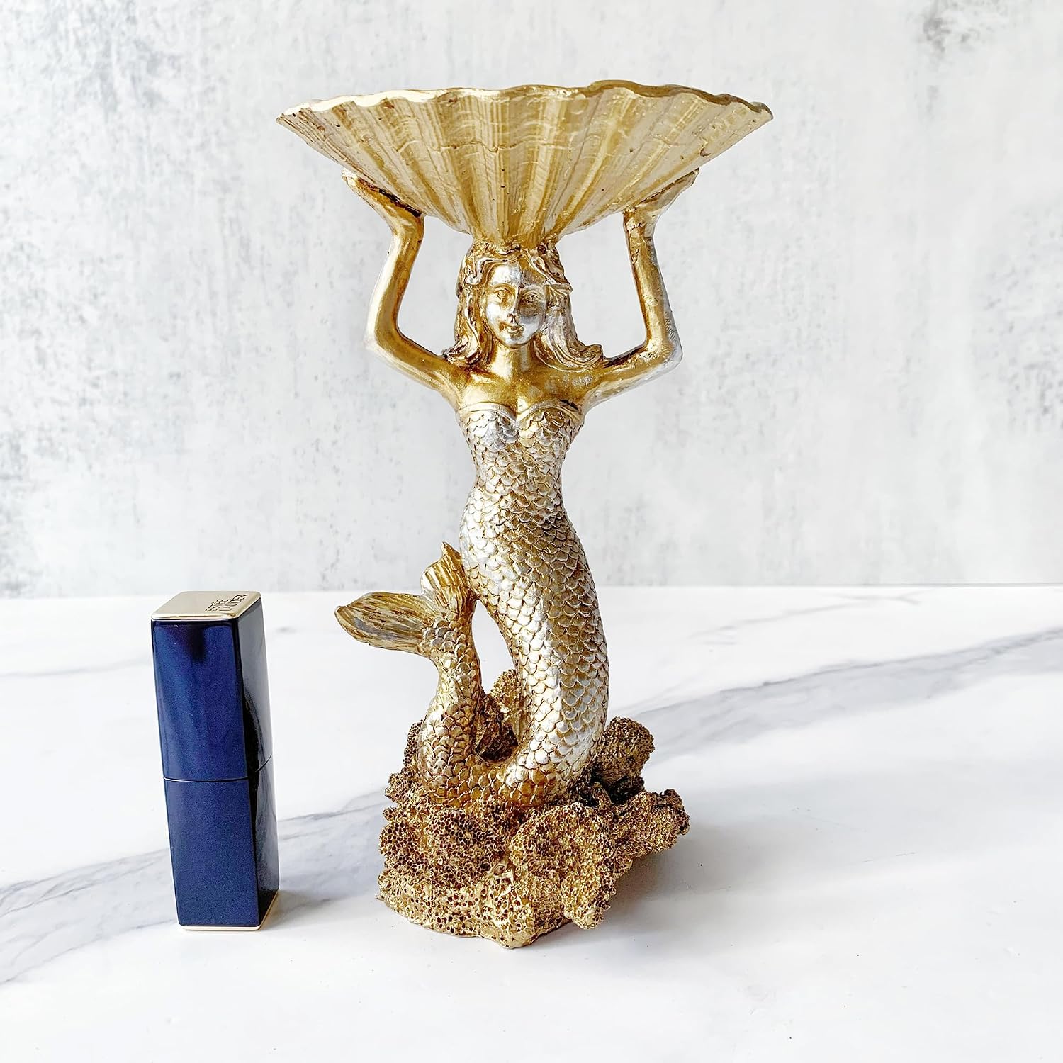 Golden Mermaid Shell Statue Home / Large Mermaid