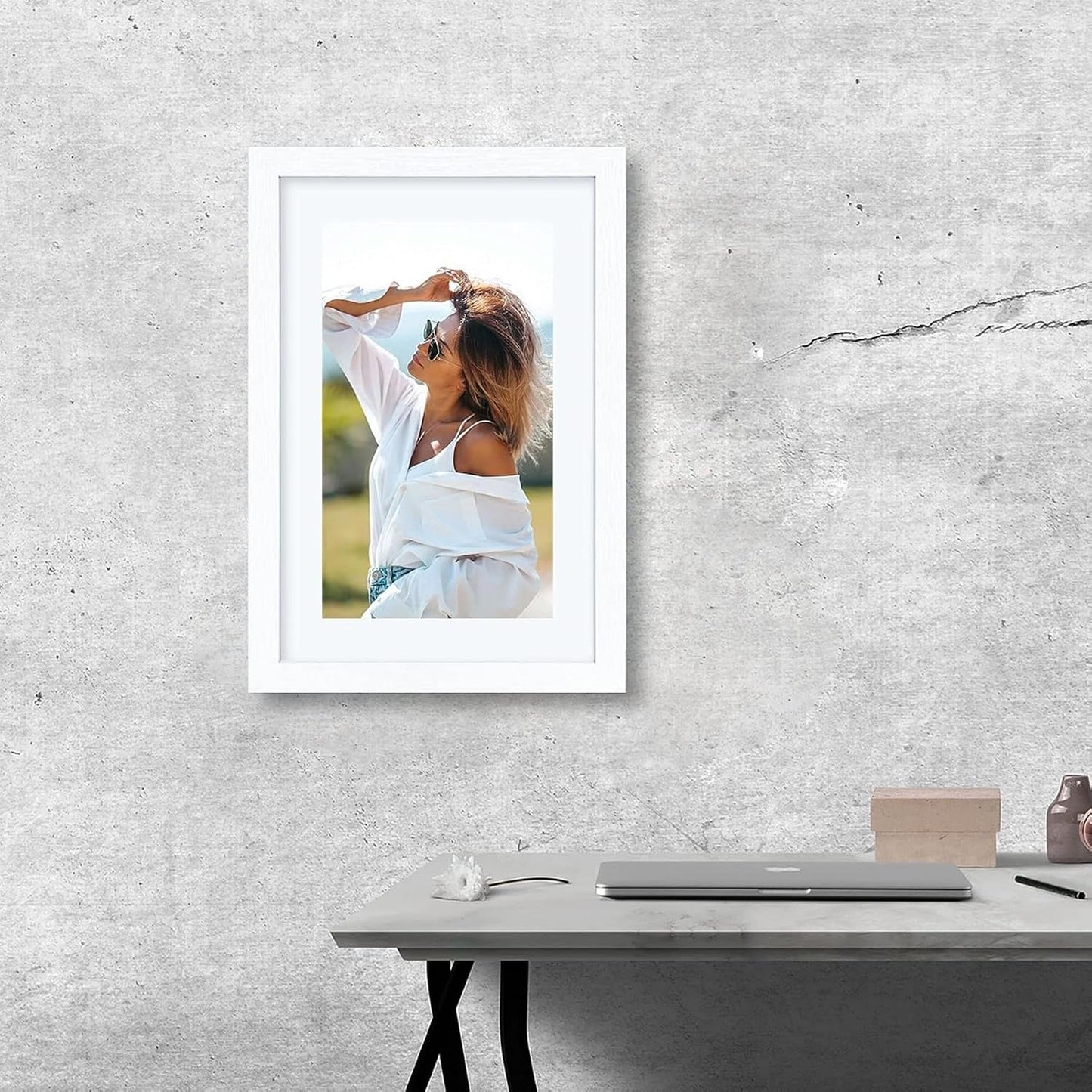 VCK 20x30 White Frame 3 Pack - Textured Wood 30x20 Picture Frames For Wall | 20x30 picture frame, plexiglass, 1.1 inch