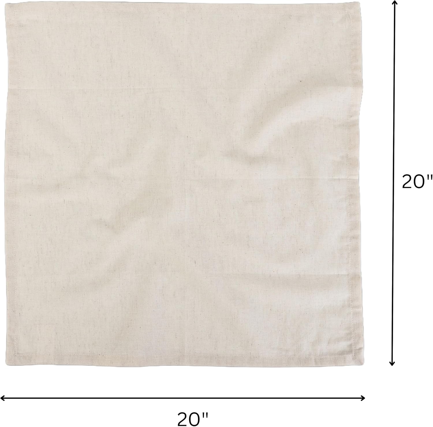 FINGERCRAFT Cloth Napkin, Cotton Linen, Set of 12, 20x20 inch, Ivory | Mitered, premium quality, soft, absorbent