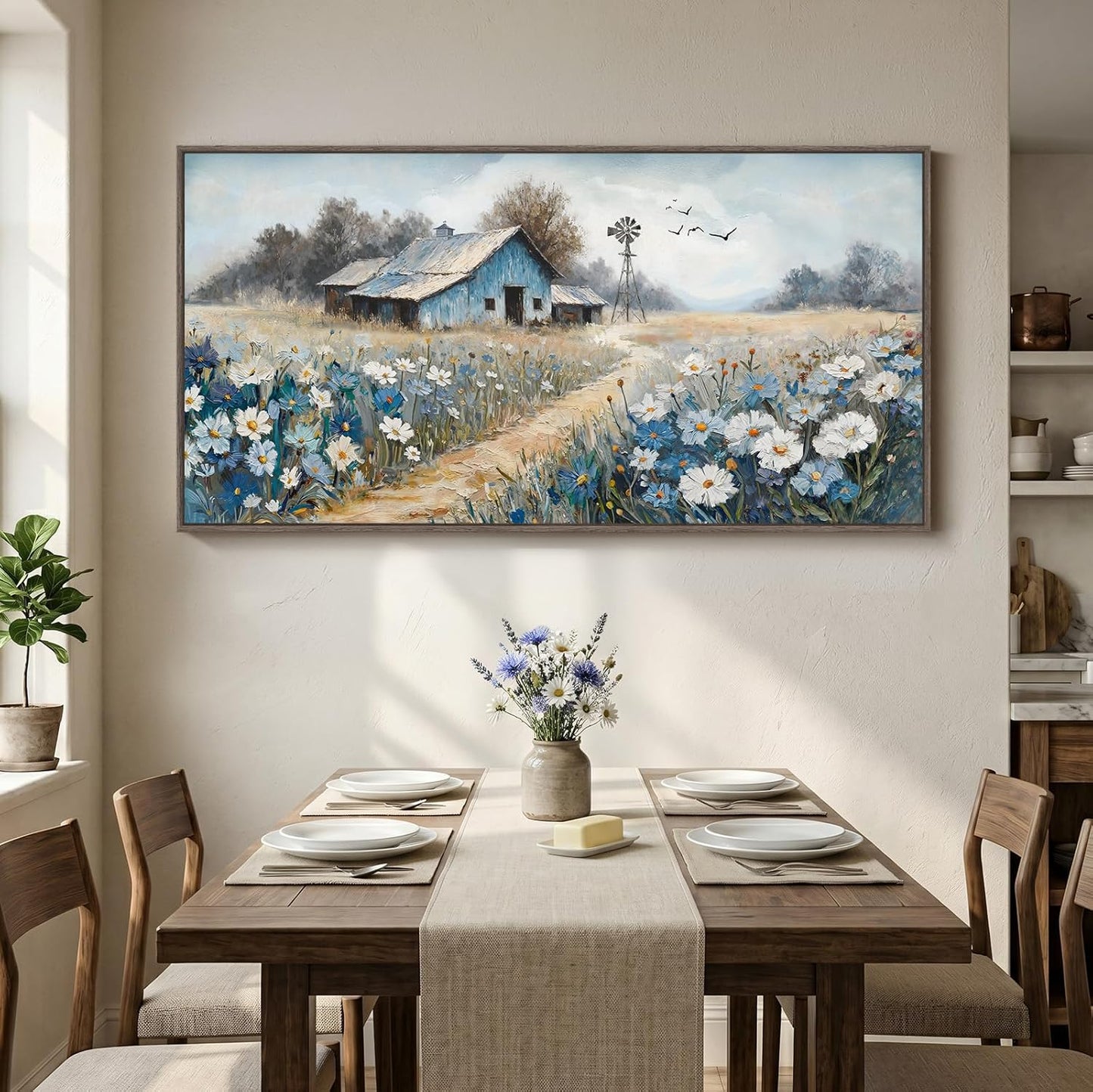 Large Farmhouse Wall Art / 60"L x 30"W / Blue