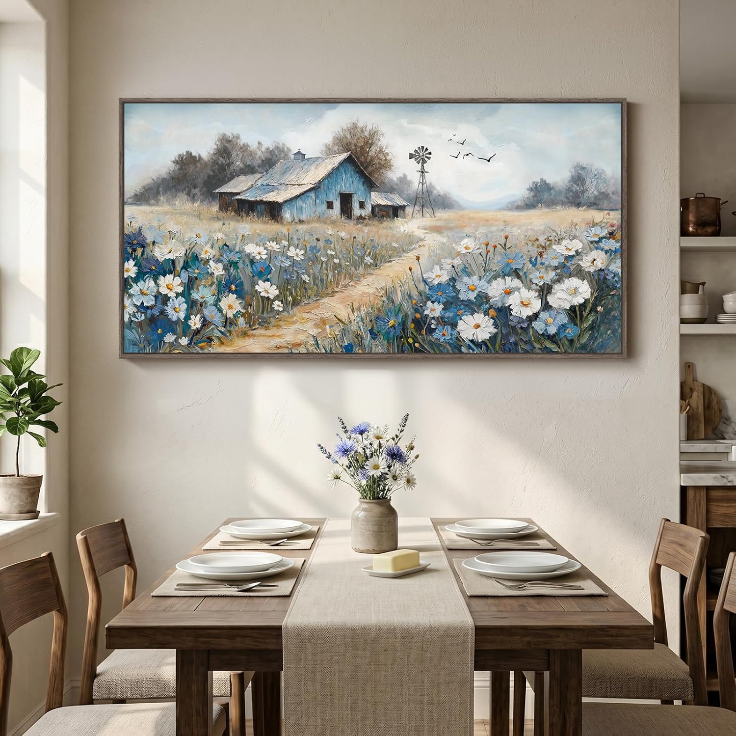 Large Farmhouse Wall Art / 60"L x 30"W / Blue