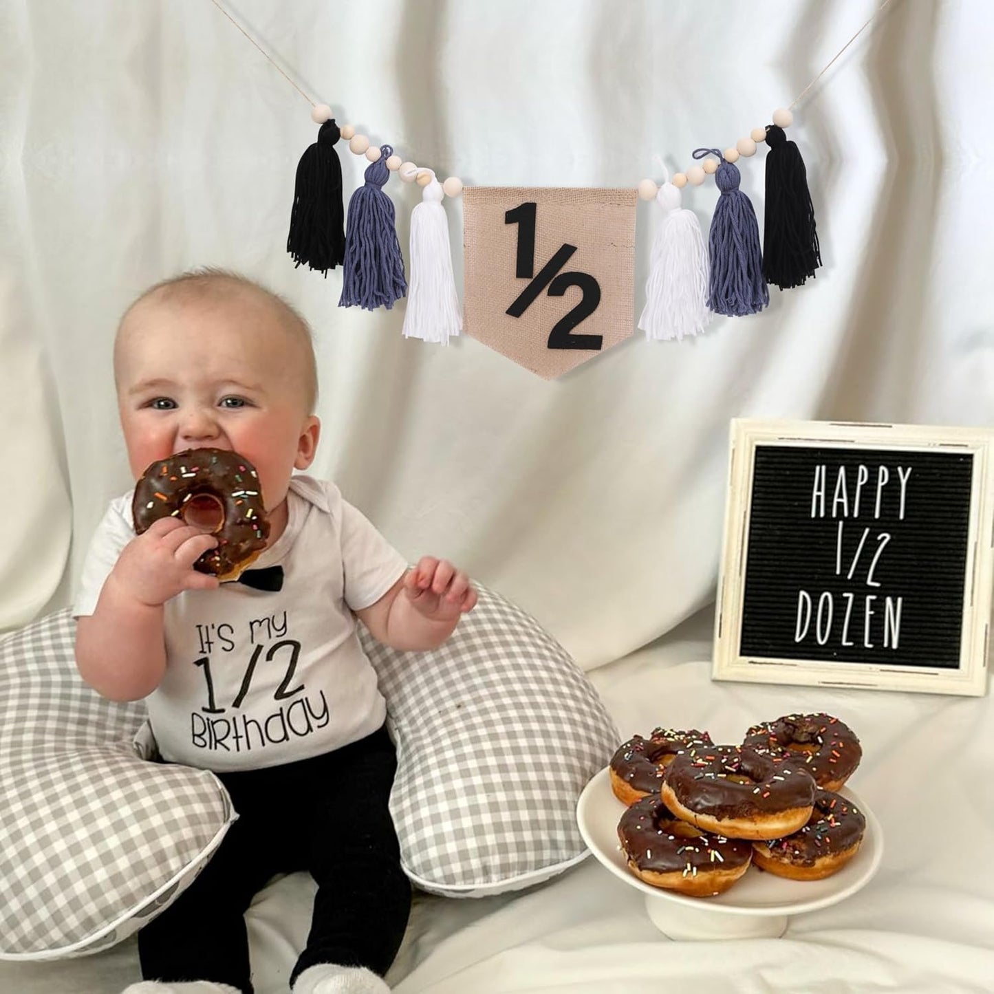 Tassel Wood Bead Highchair Garland / Black