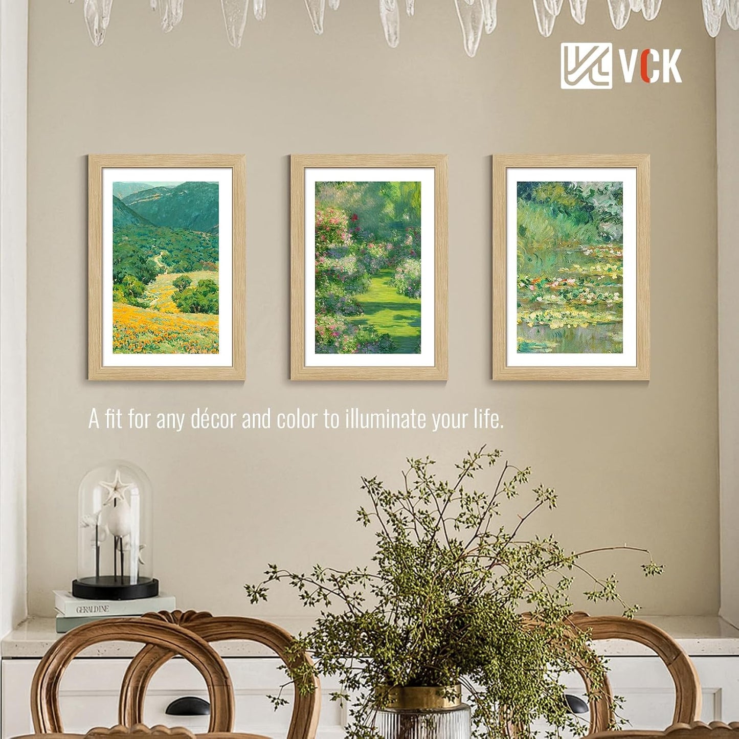 VCK 12x18 Frame Oak 4 Pack, Wide Thick Wood Border, for Poster/Print | Exclusive Woodgrain, Wall Hanging, HD