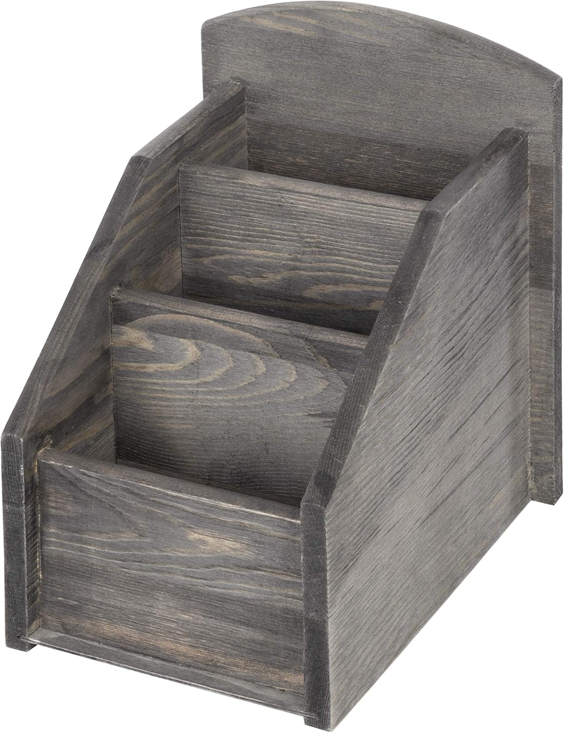 Rustic Wood Remote Control Holder Organizer Caddy / Dark Gray
