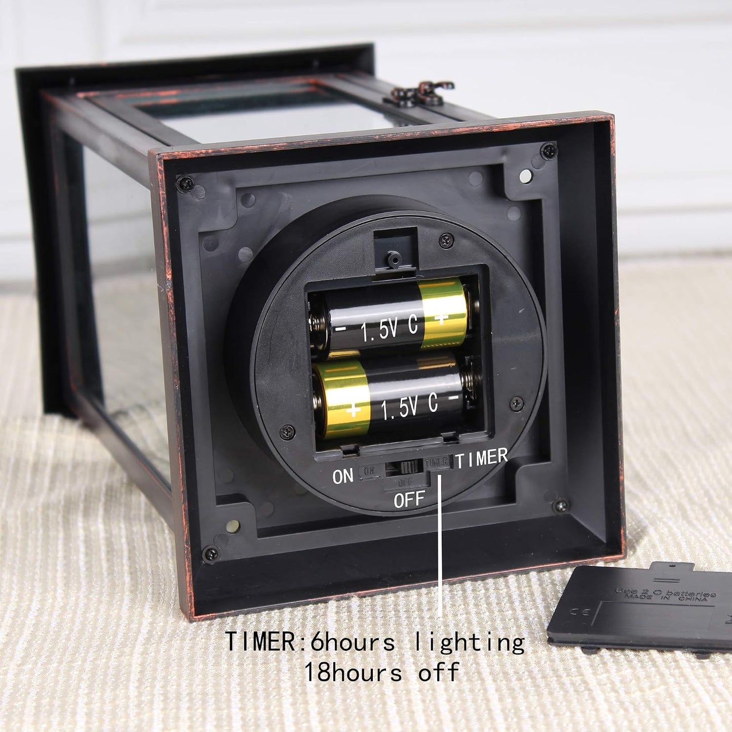 Decorative Lantern with flameless LED Candle Light, Outdoor/Indoor LED Lantern, The Door-Open H16 Decorative