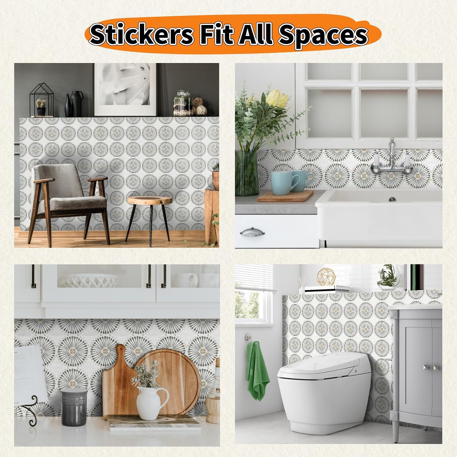 PVC Peel and Stick Tile Decals Decorative Minimalist Tile Stickers Indoor Wall / Style D / Set of 12