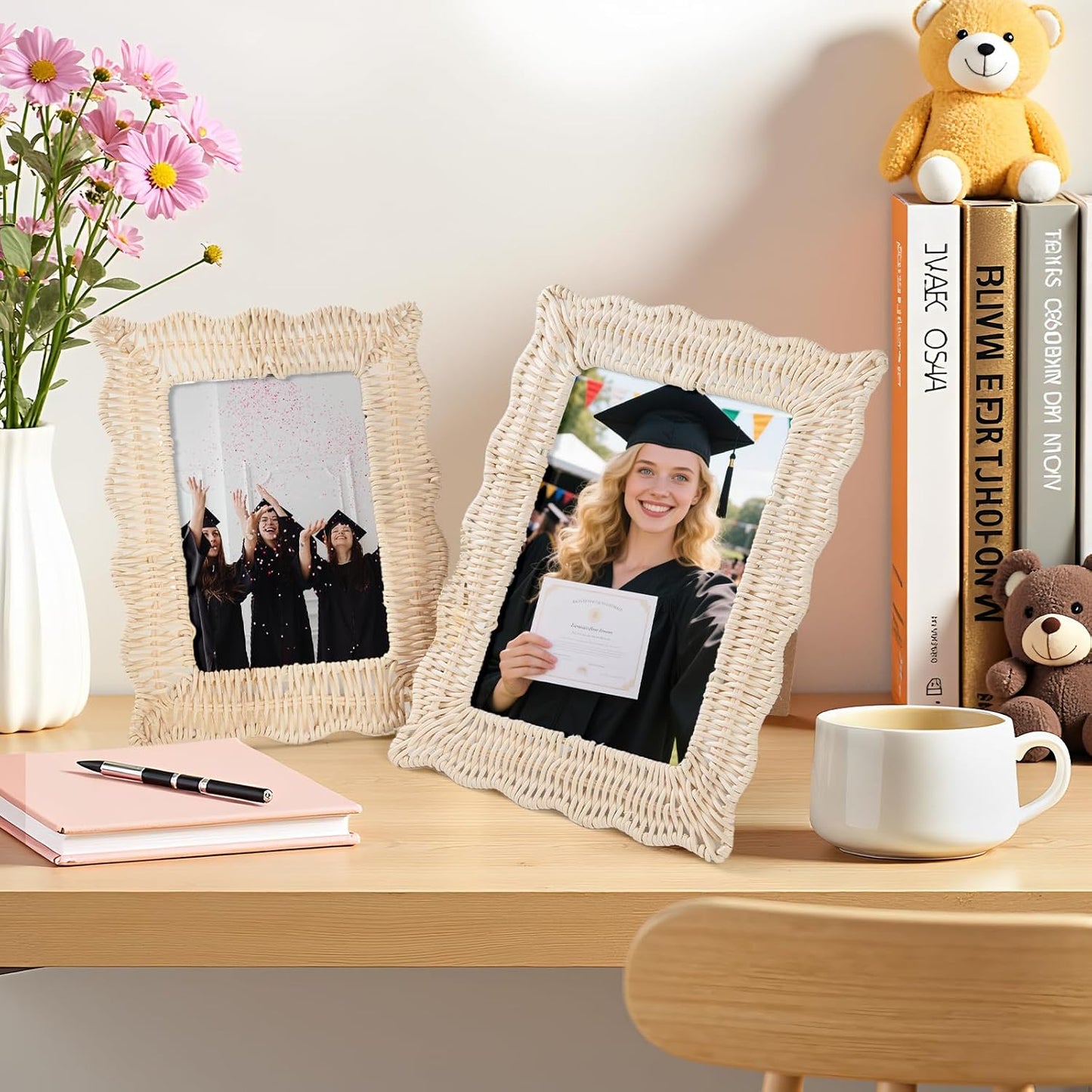 Picture Frames Boho Wall Decor Rattan Photo Frame / Natural Rattan / 5 x 7