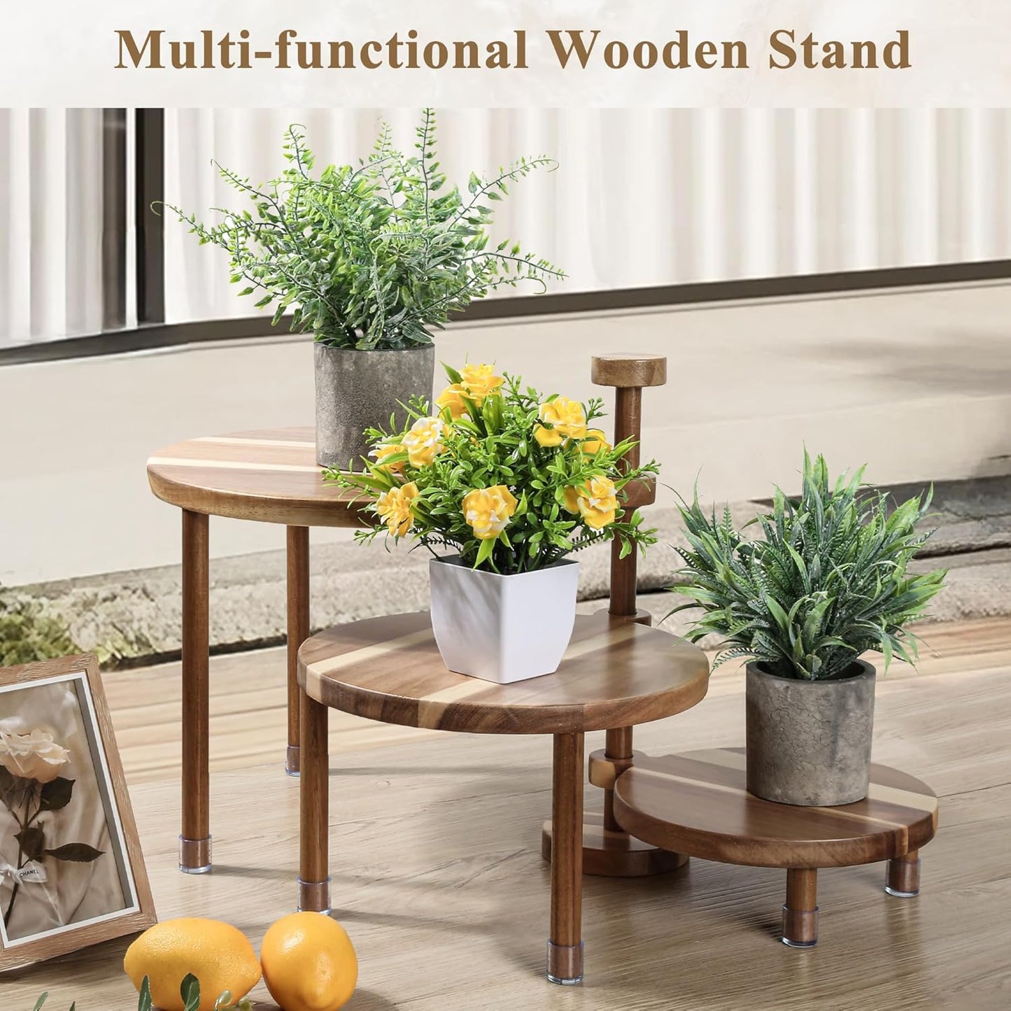 360° Rotatable Acacia Wood Cake Stand Cupcake Tower