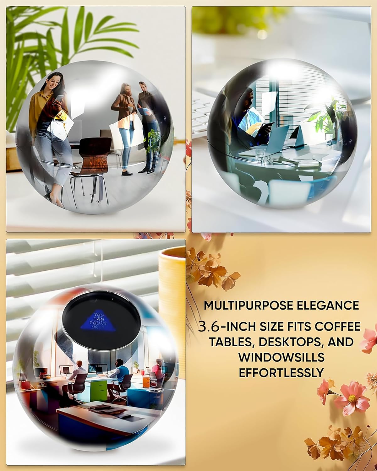 in 1 Mirror & Fortune Teller Ball / 4 Inches / Silver / 2 Inch