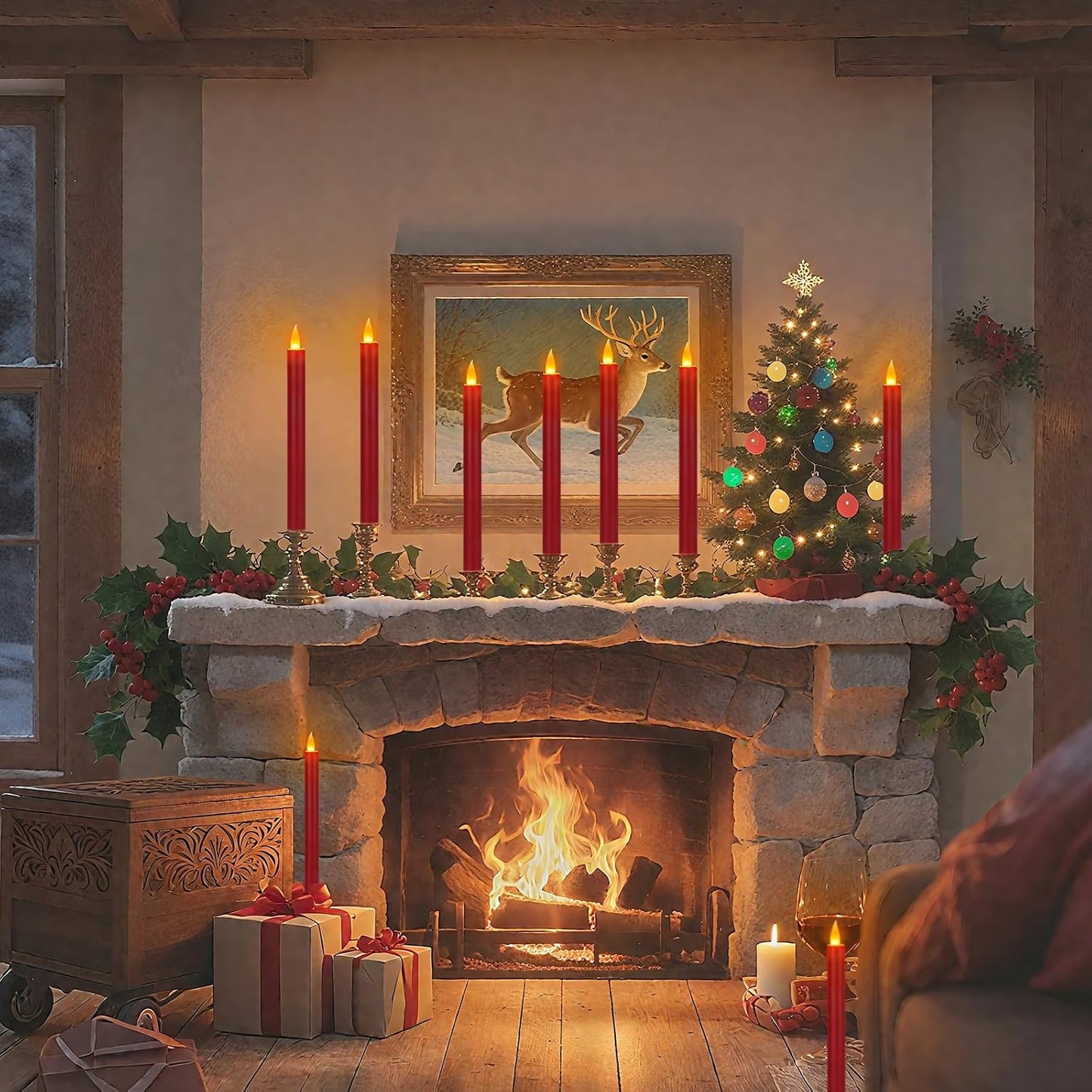 wemarry Flameless Taper Candles 10" Dripless Battery Operated Taper Candles Included Remote Timer 400+ Hours by 2AA