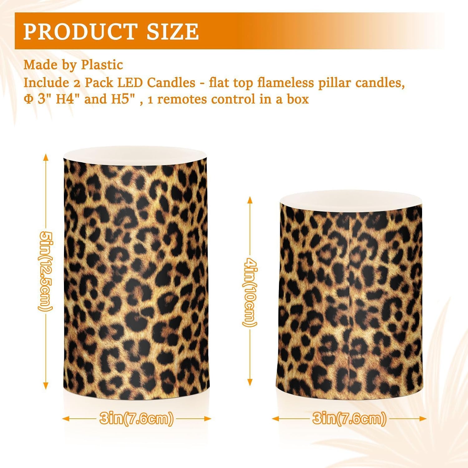 Flickering Flameless Candles, Leopard Texture LED Candles with Remote Timer, Set of 2 Battery Operated Candle for
