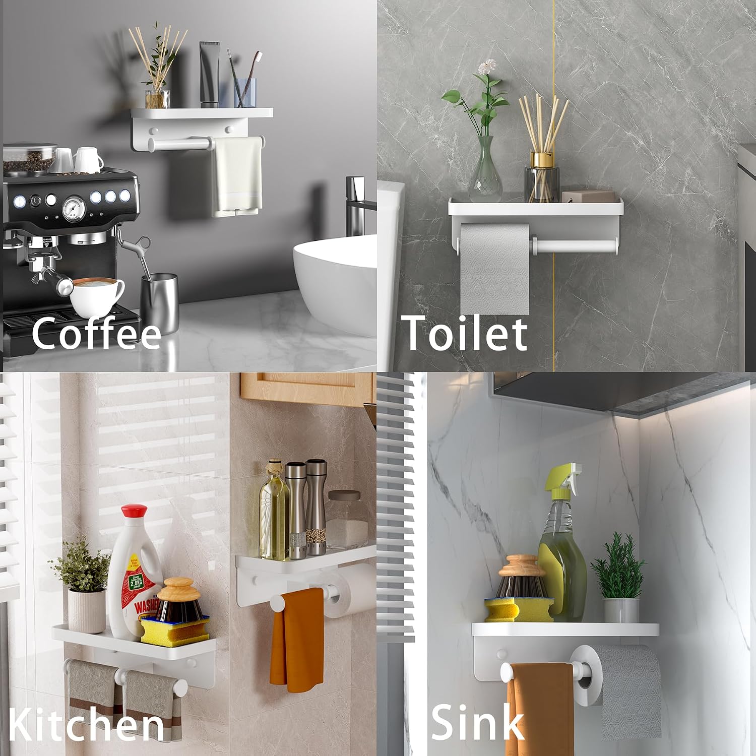Double Toilet Paper Holder with Shelf, iMonse Paper Towel Holder Wall Mount,Tissue Roll Holder for Bathroom Kitchen RV