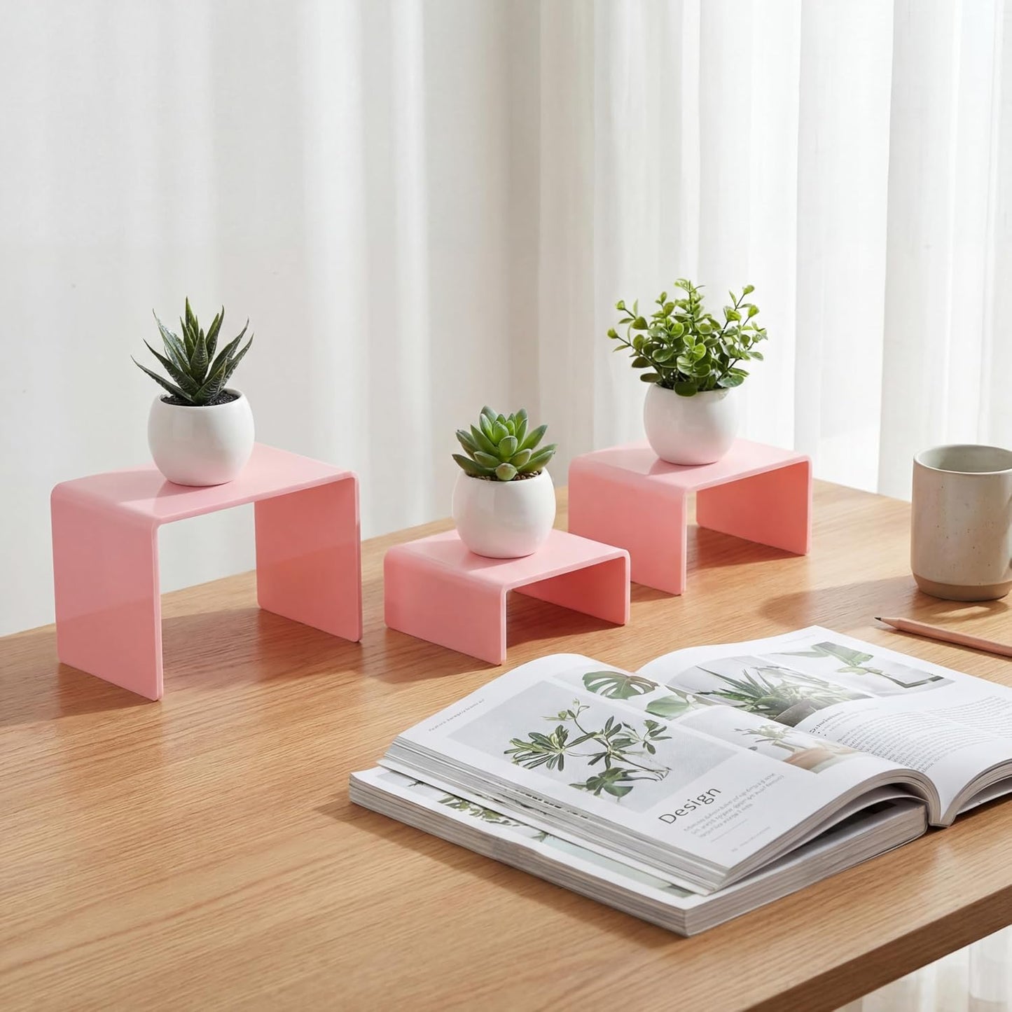 Product Stand / Acrylic Display Risers / Pink / Small Set / Set of 2
