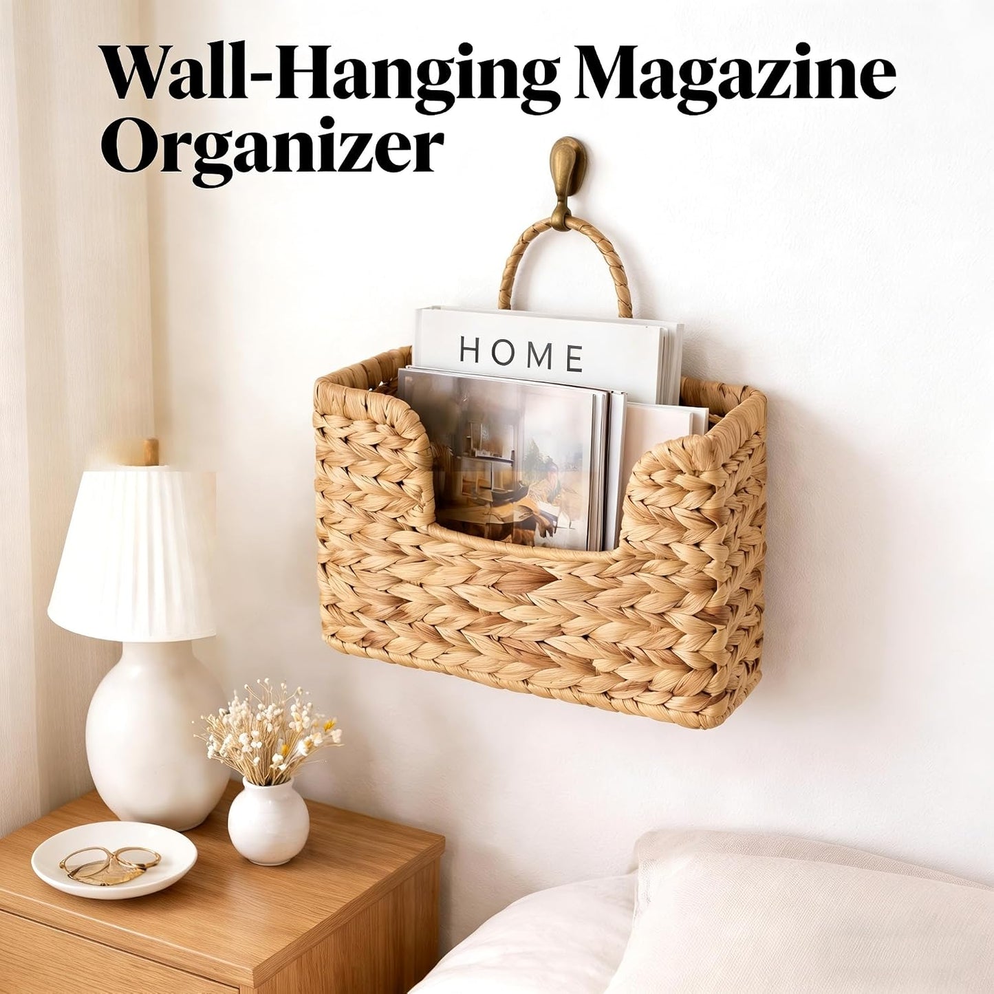 Woven Water Hyacinth Wall Basket / Natural