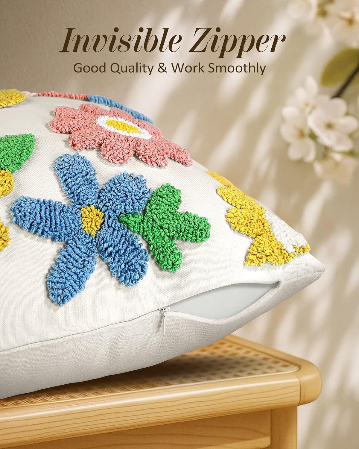 Throw Pillow Covers / Five Color Flower / 18 x 18