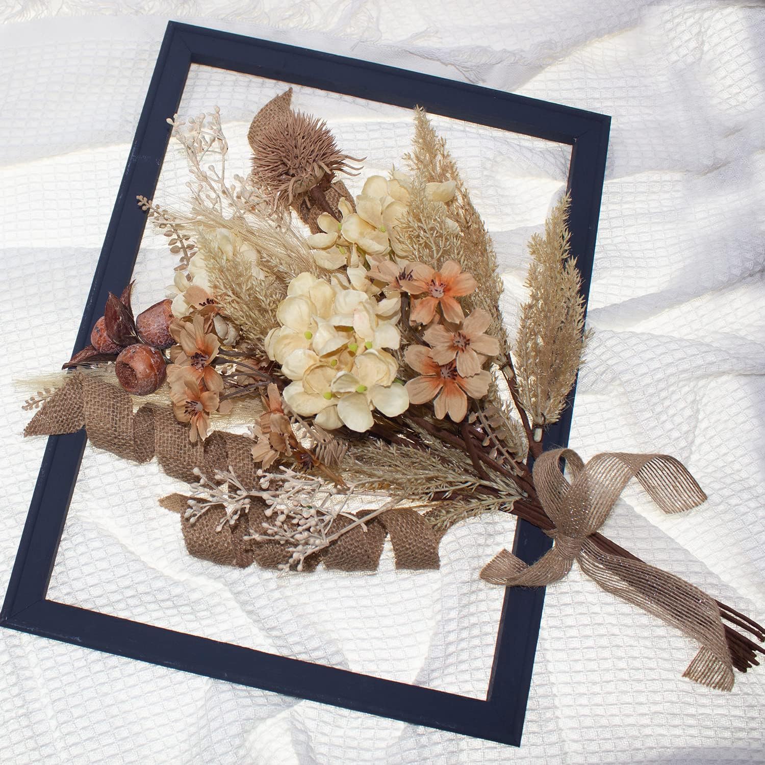 Faux Winter Fall Dried Pampas Grass Silk Hydrangea Flowers Bouquets Fall Decor / Boho / Set of 22