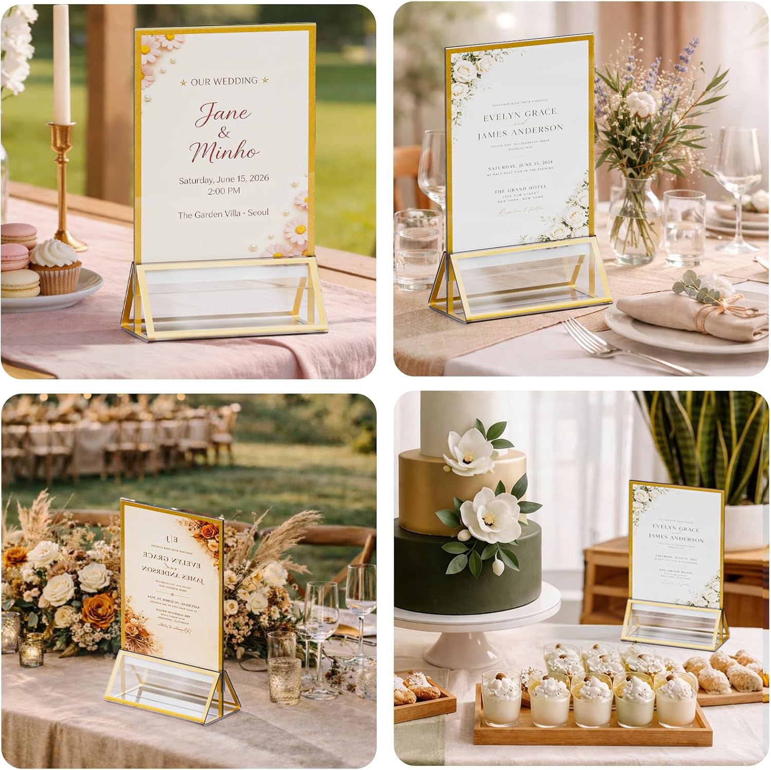 Acrylic Sign Holder / Gold / 4 x 6 / Set of 12