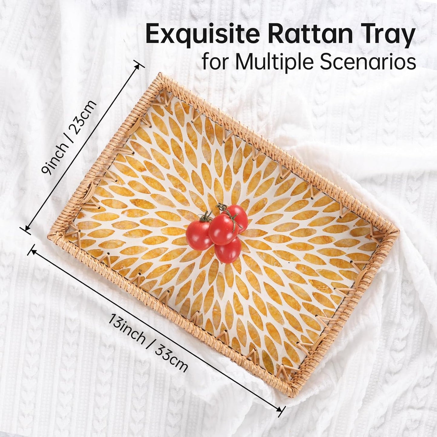 Rattan Serving Tray / Amber Leaf