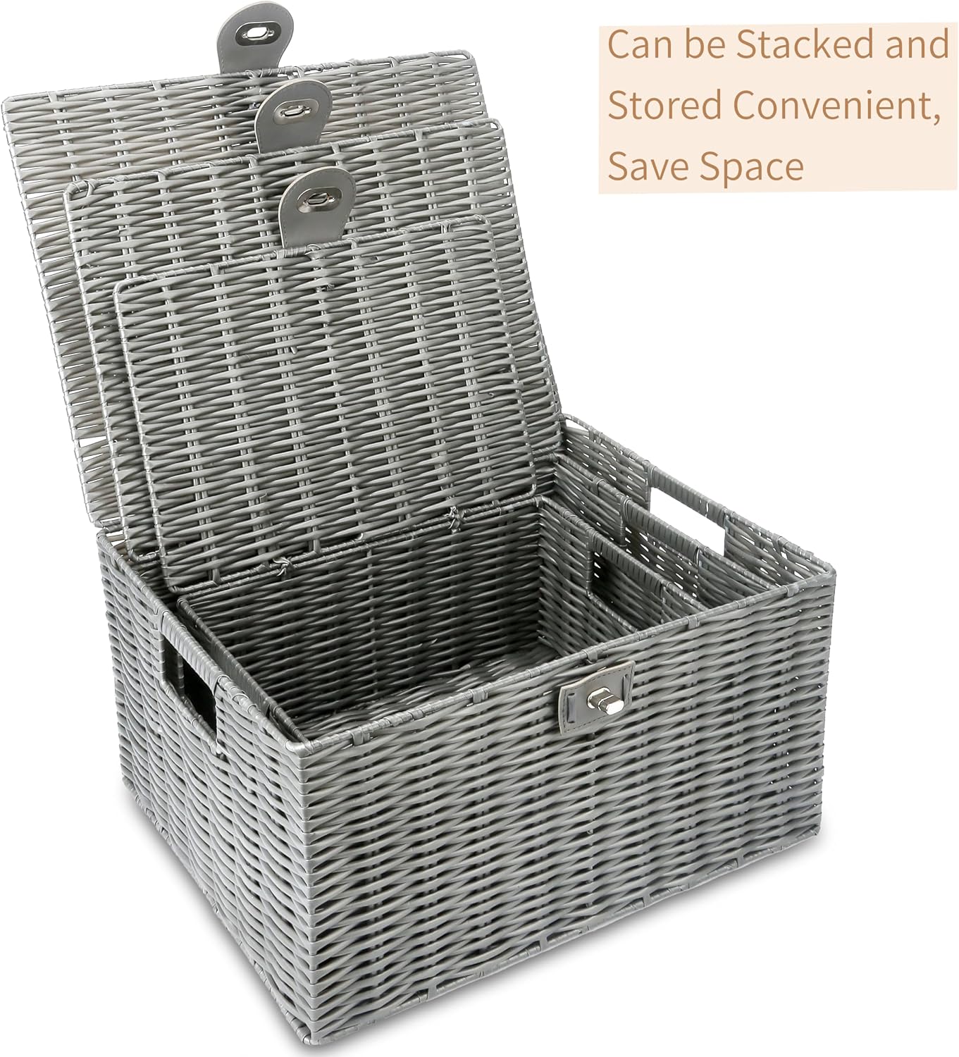 Woven Basket / Wicker Storage Baskets / Grey / Set of 3