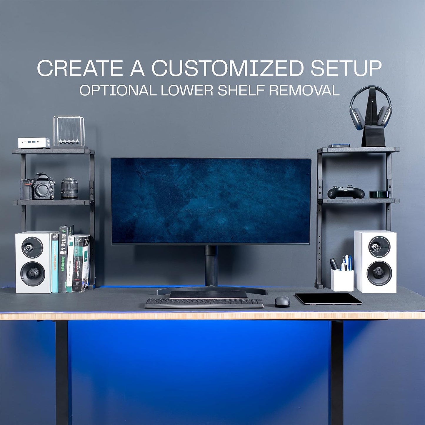 VIVO Clamp-on 13 inch Above or Below Desk 3-Tier Shelving Unit for Table Accessories, Gaming Devices, and More, Storage