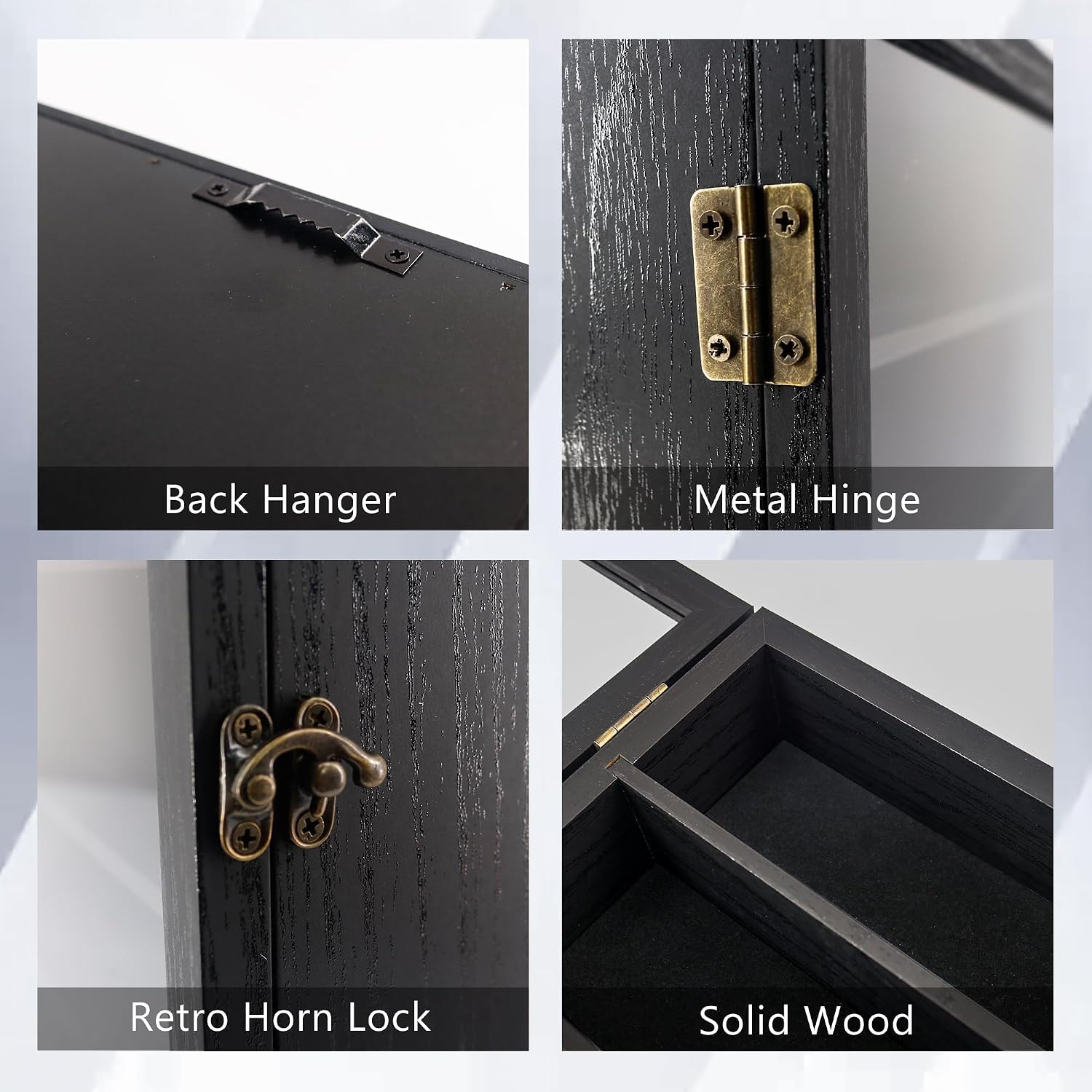 16x20 Wooden Shadow Box Frame with Removable Shelves Deep Display Case for Military Medals Keepsakes Black