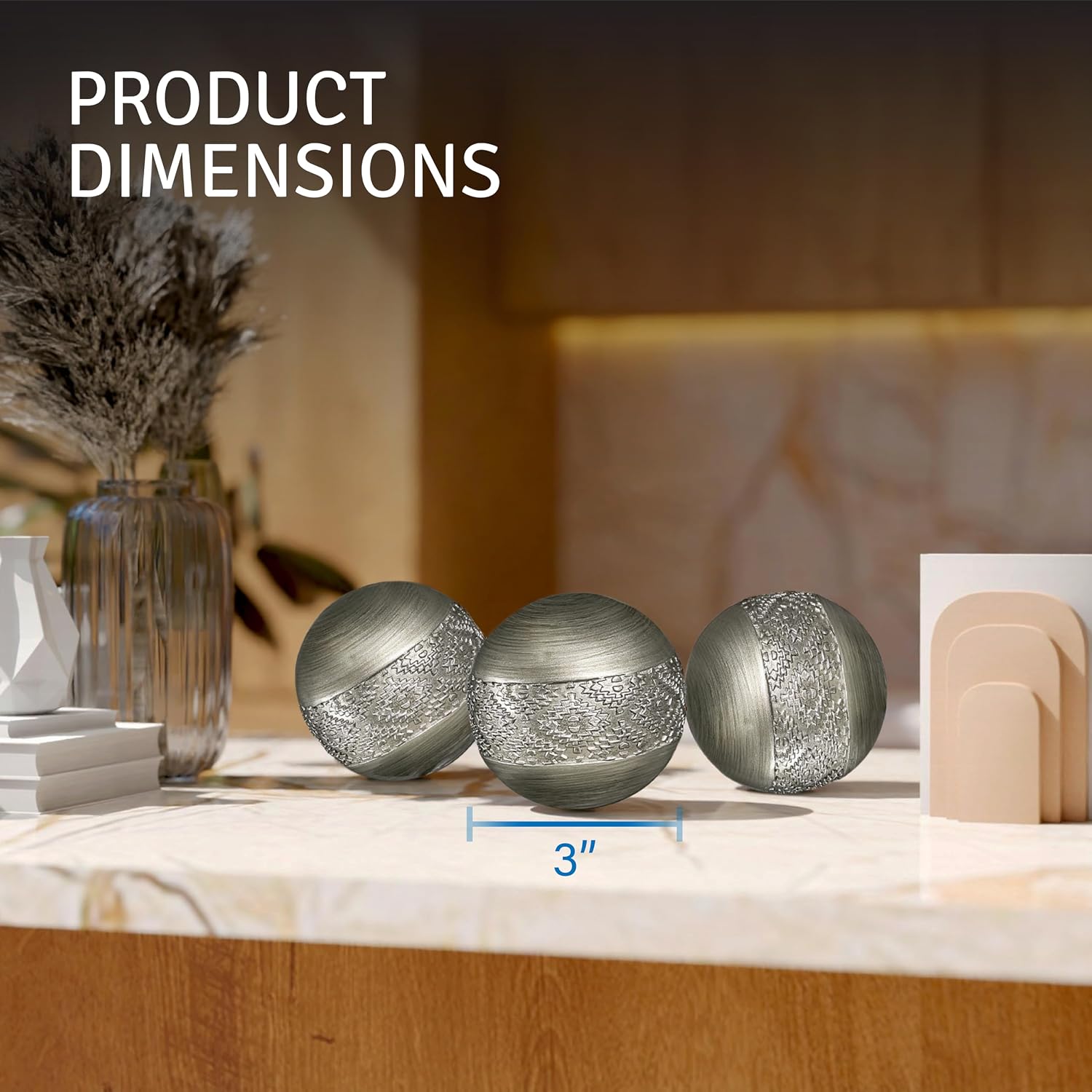 Decorative Balls for Bowls and Vases / Silver / Set of 3