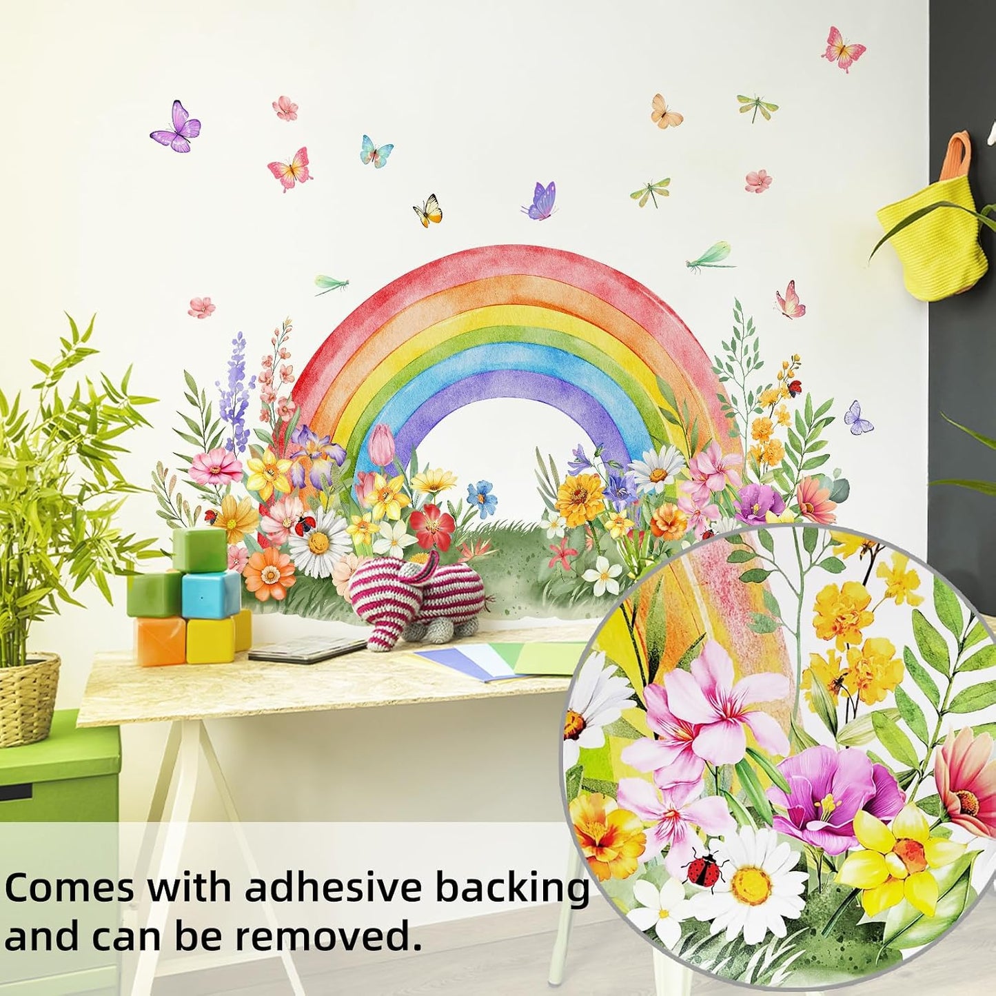 Rainbow Wall Decals Self-Adhesive Decal / Flower Rainbow