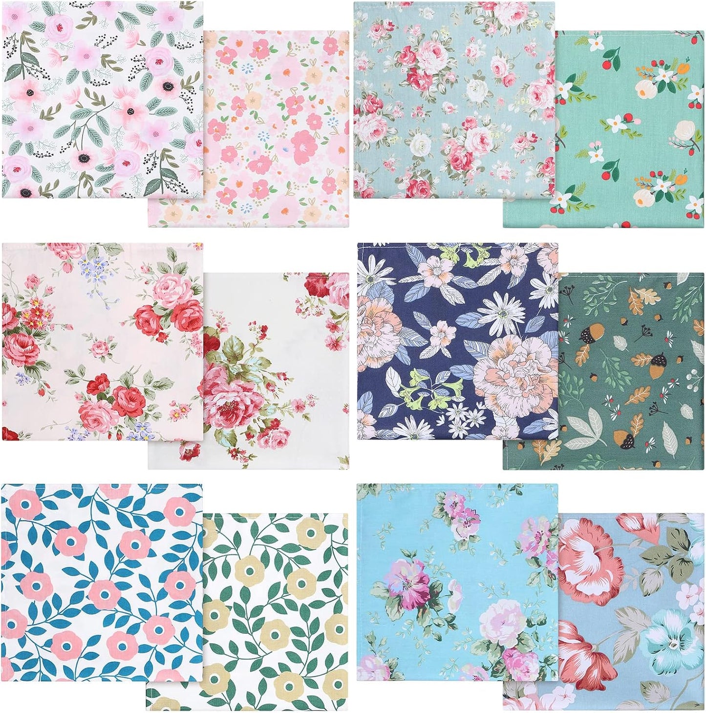 Tatuo Spring Flower Cotton Cloth Napkins Set of 24, 15 x 15 Inch Floral Dinner Napkins Soft Absorbent Washable for